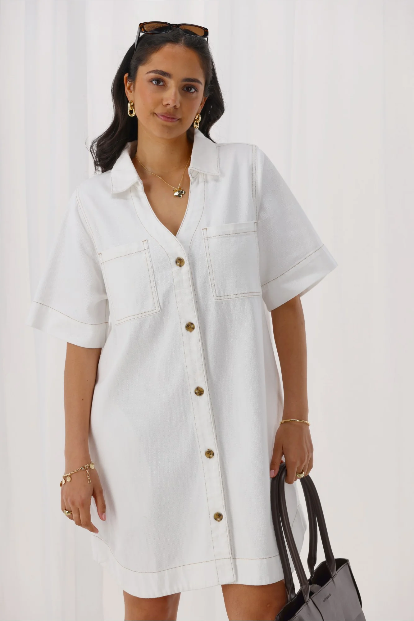 Shine On Label Cherish Denim Boxy Dress Natural - Image 2