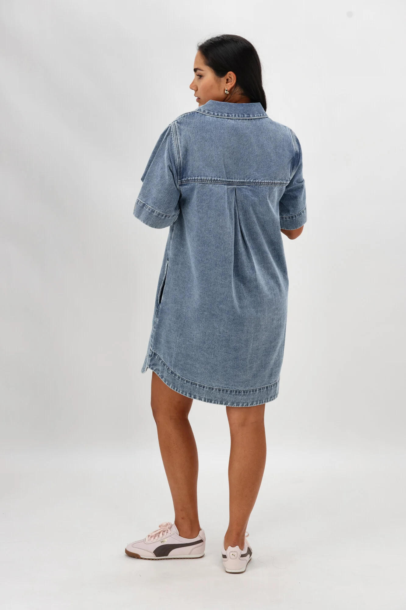 Shine On Label Cherish Denim Boxy Dress Washed Blue - Image 9