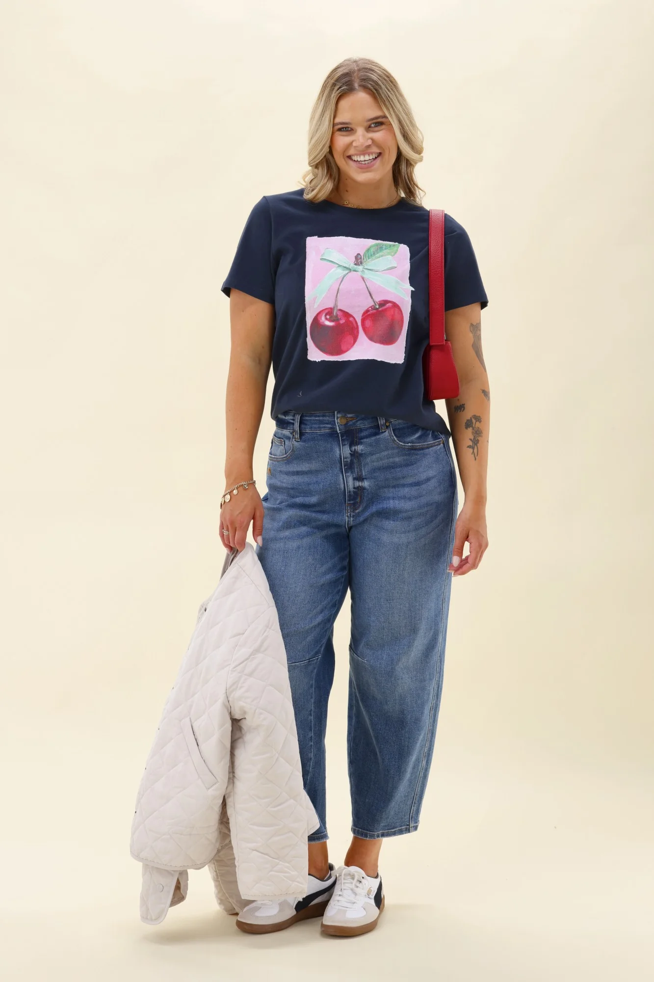 Shine On Label Cherry Print Tee Midnight - Image 3