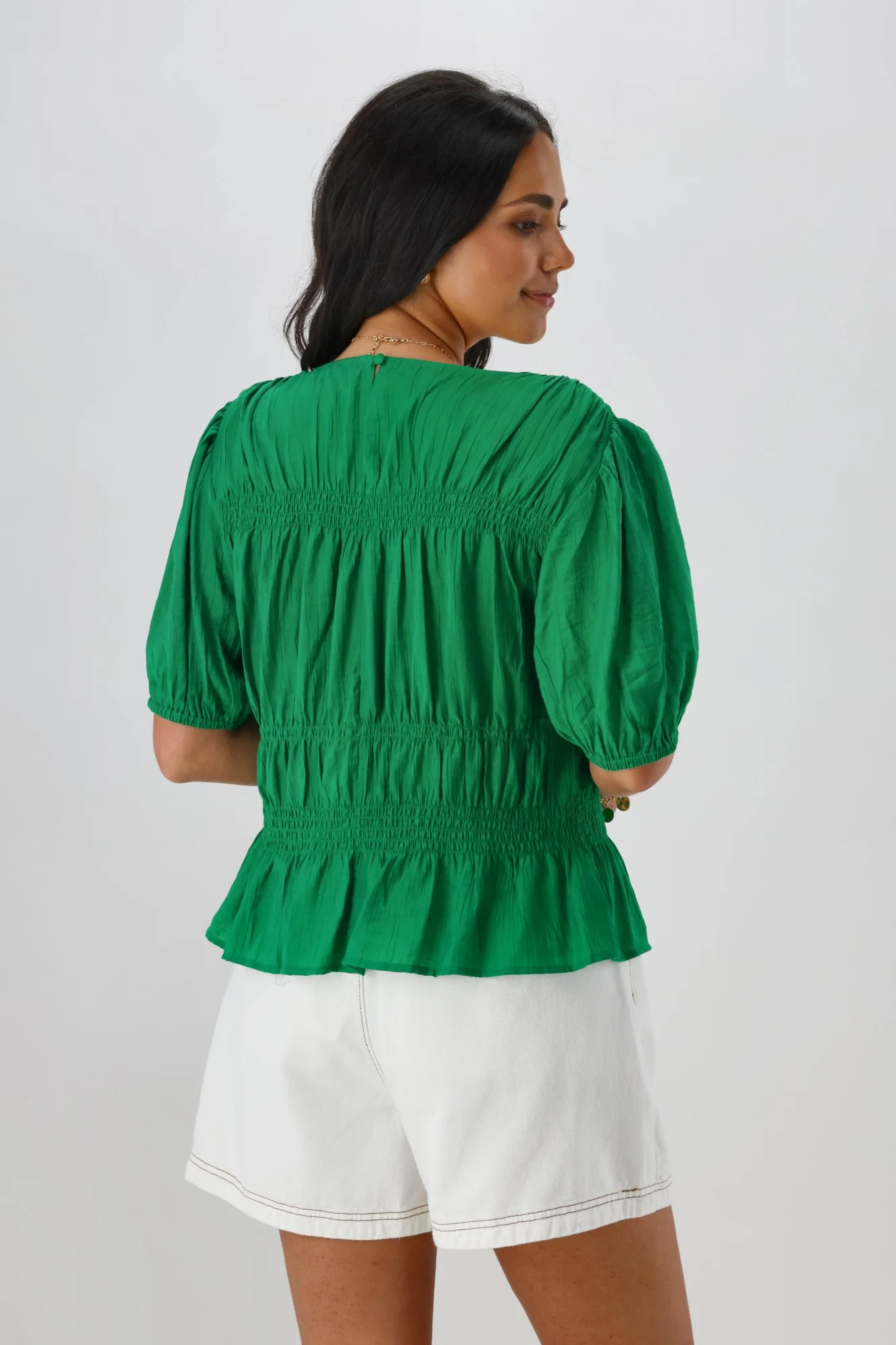 Shine On Label Connor Shirred Detail Top Green - Image 10