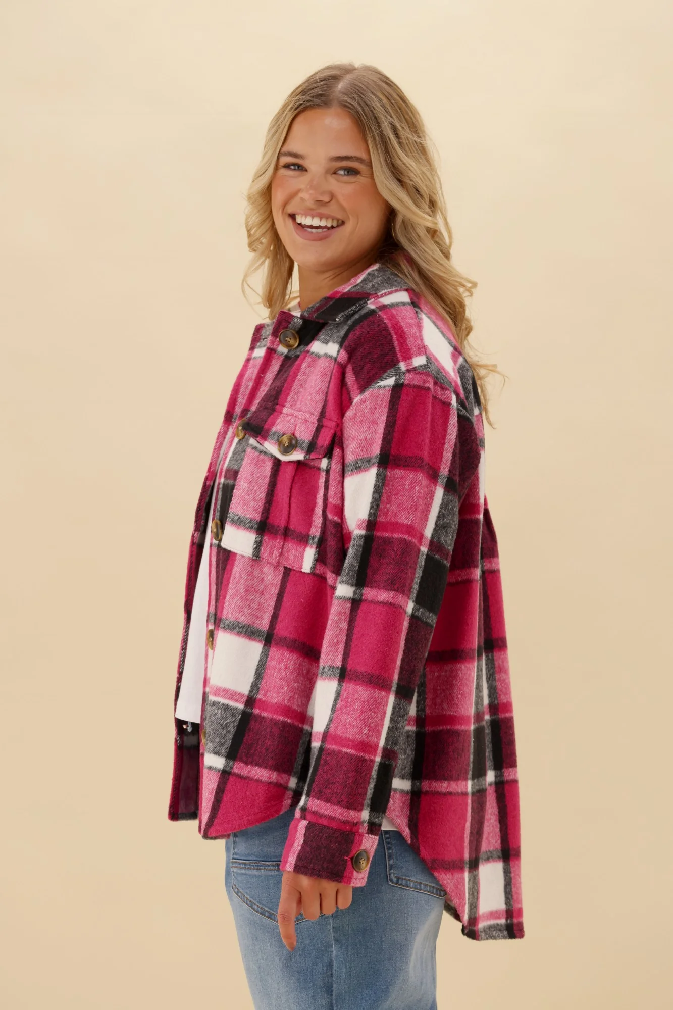 Shine On Label Corsica Shacket Pink Check - Image 6