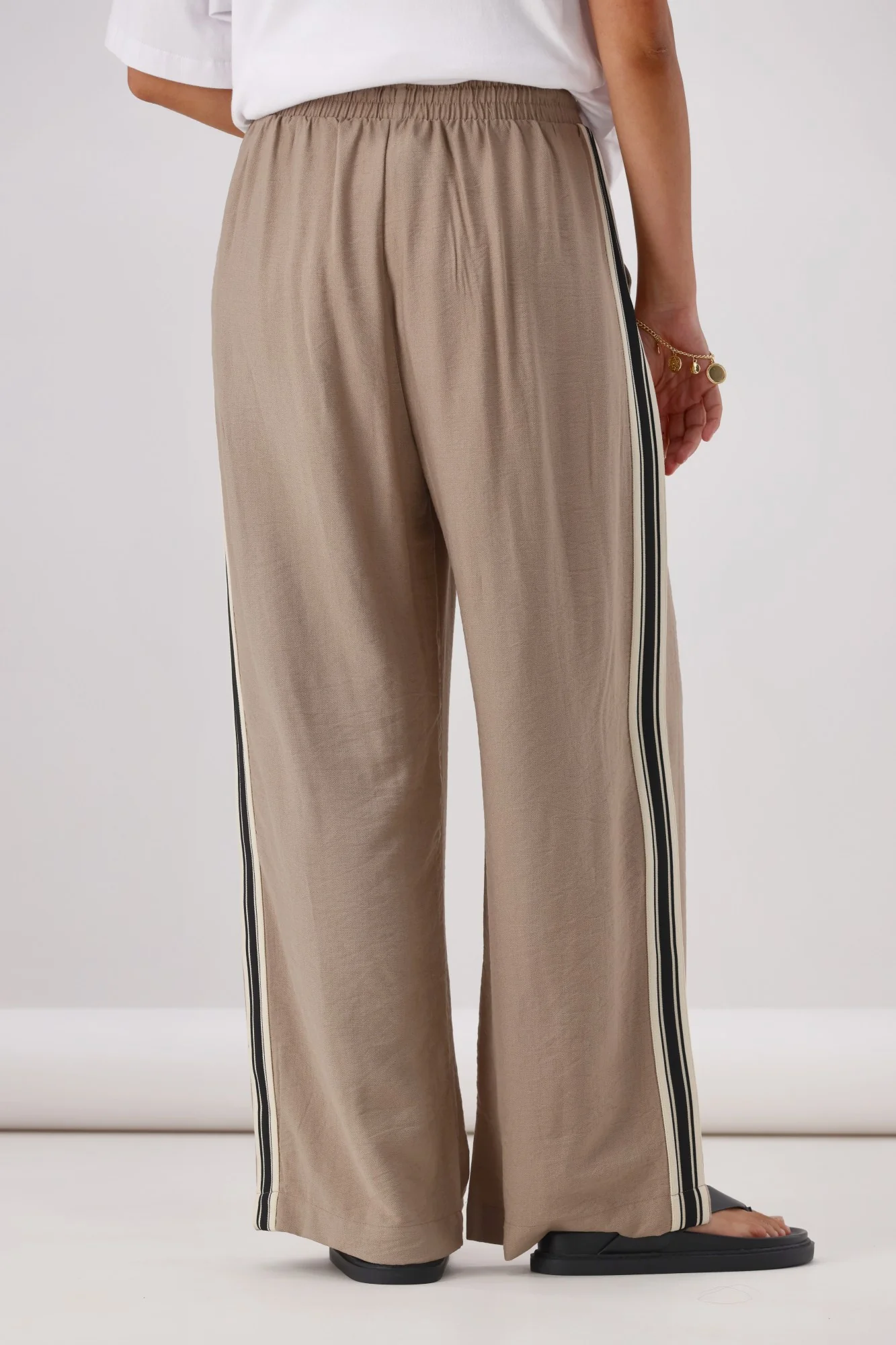 Shine On Label Dario Side Stripe Wide Leg Pants Latte - Image 5