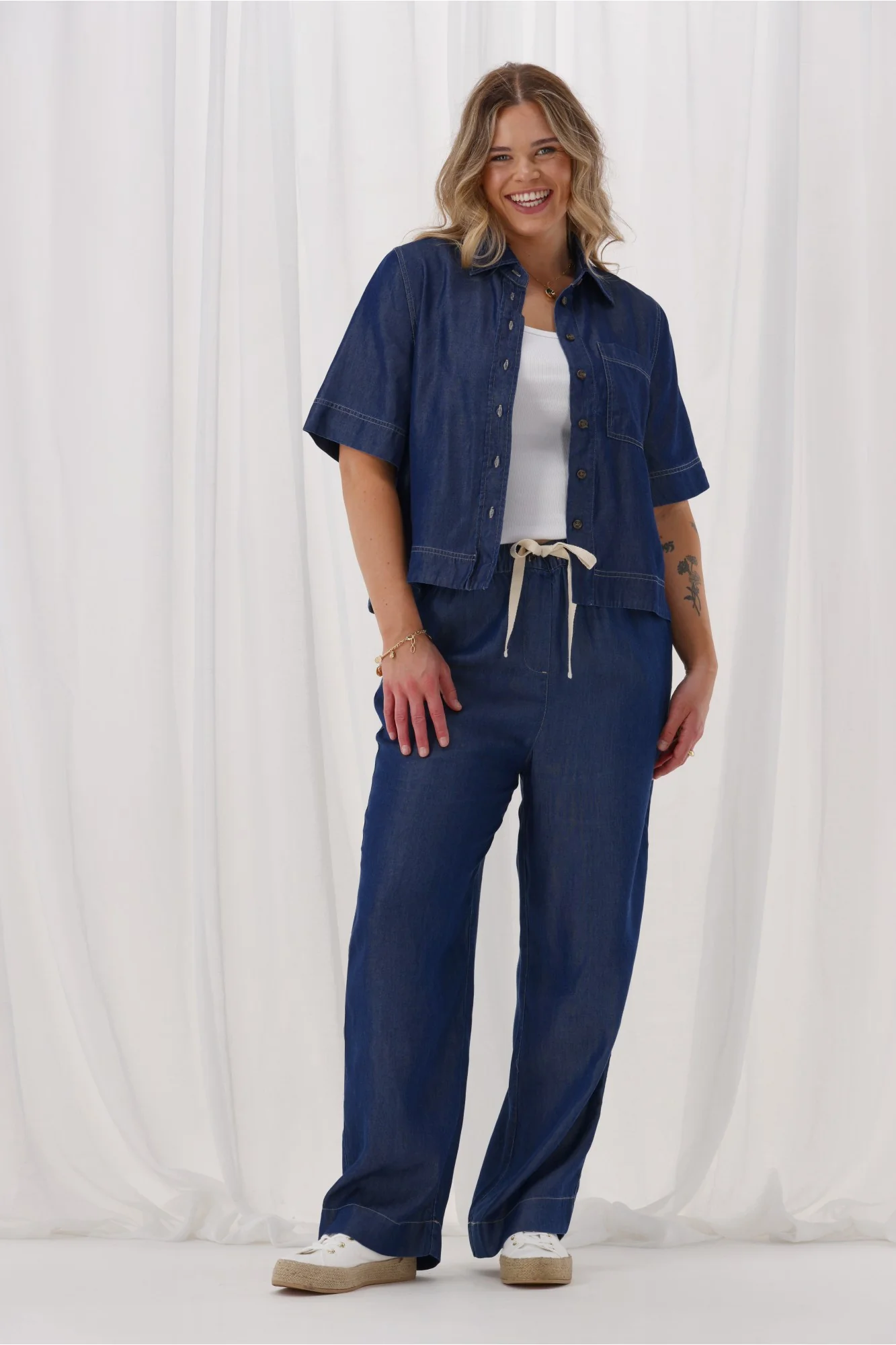 Shine On Label Denvah Lyocell Wide Leg Pant Indigo - Image 2