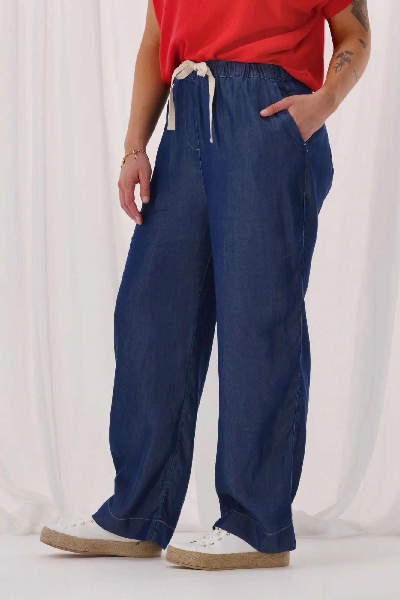 Shine On Label Denvah Lyocell Wide Leg Pant Indigo - Image 4
