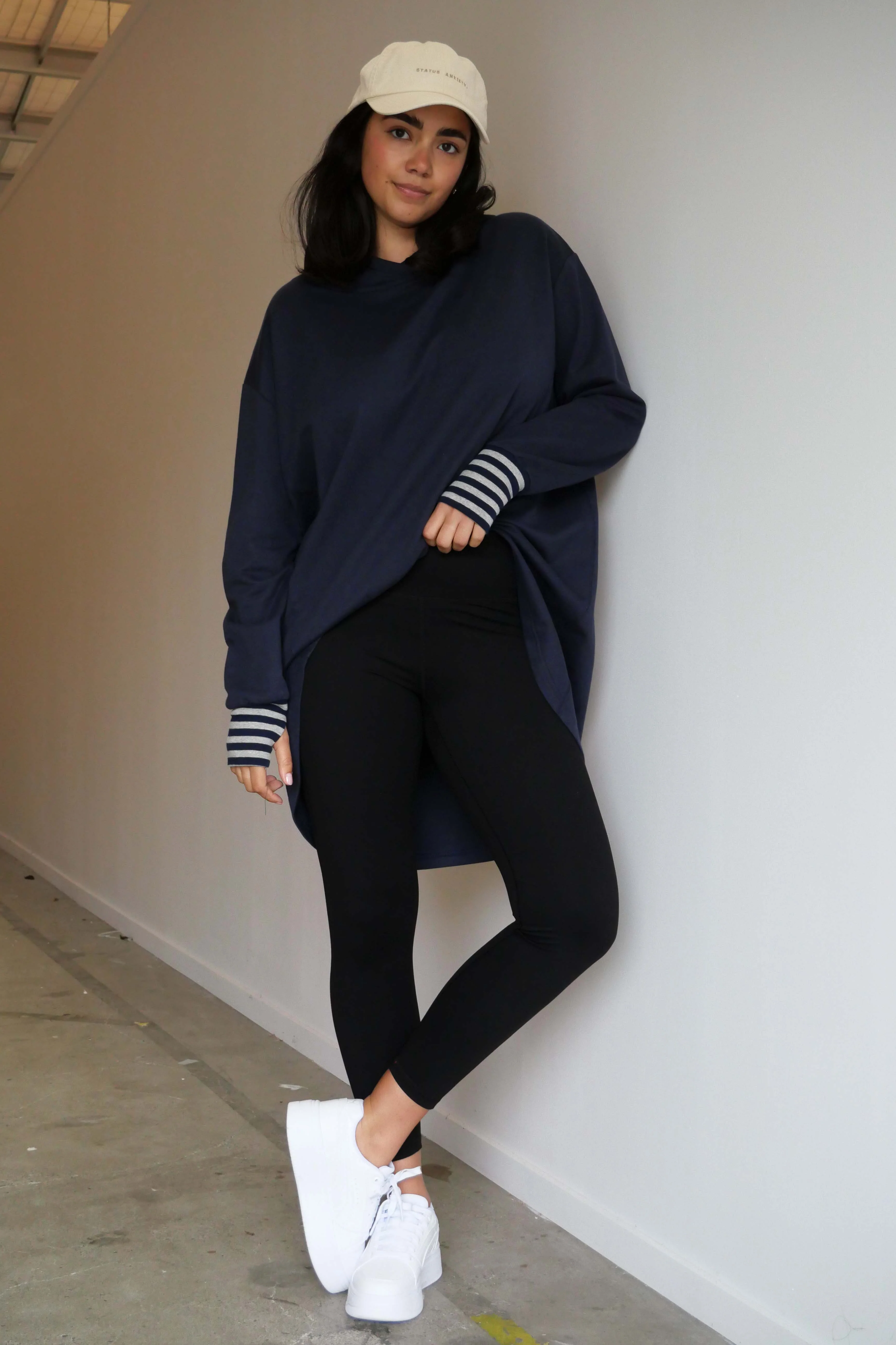 Shine On Label Discovery Hoodie Midnight with Stripe Contrast - Image 3