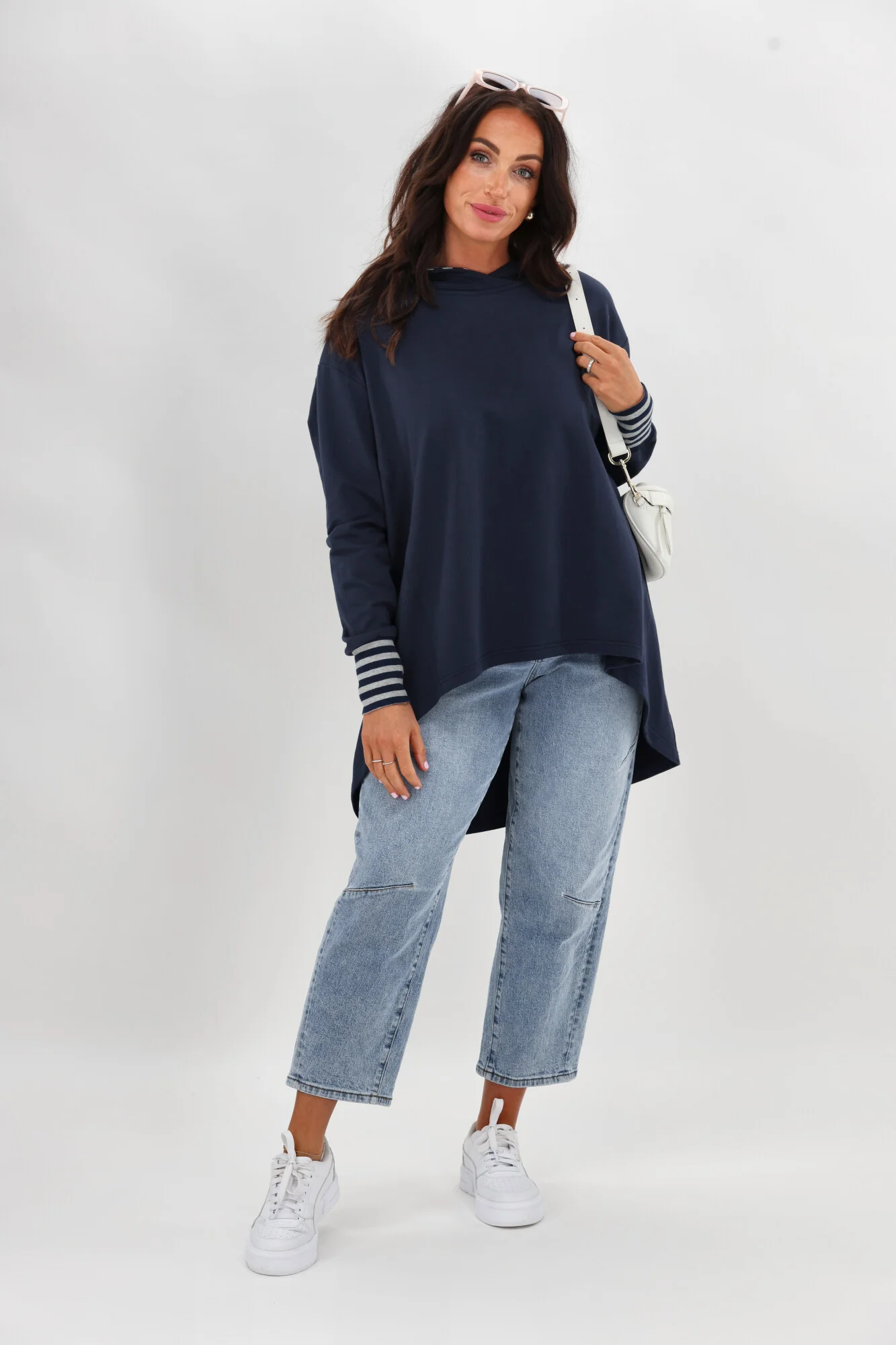Shine On Label Discovery Hoodie Midnight with Stripe Contrast - Image 4