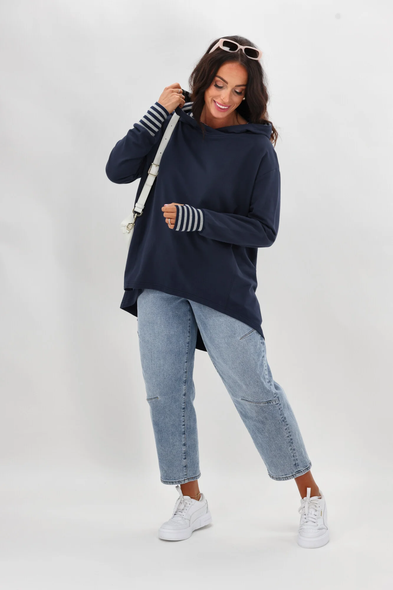 Shine On Label Discovery Hoodie Midnight with Stripe Contrast - Image 5