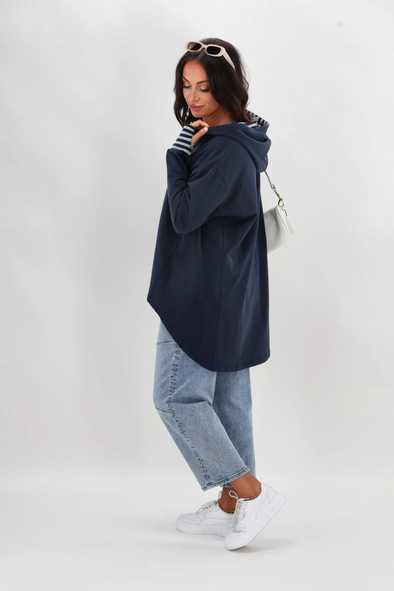 Shine On Label Discovery Hoodie Midnight with Stripe Contrast - Image 9