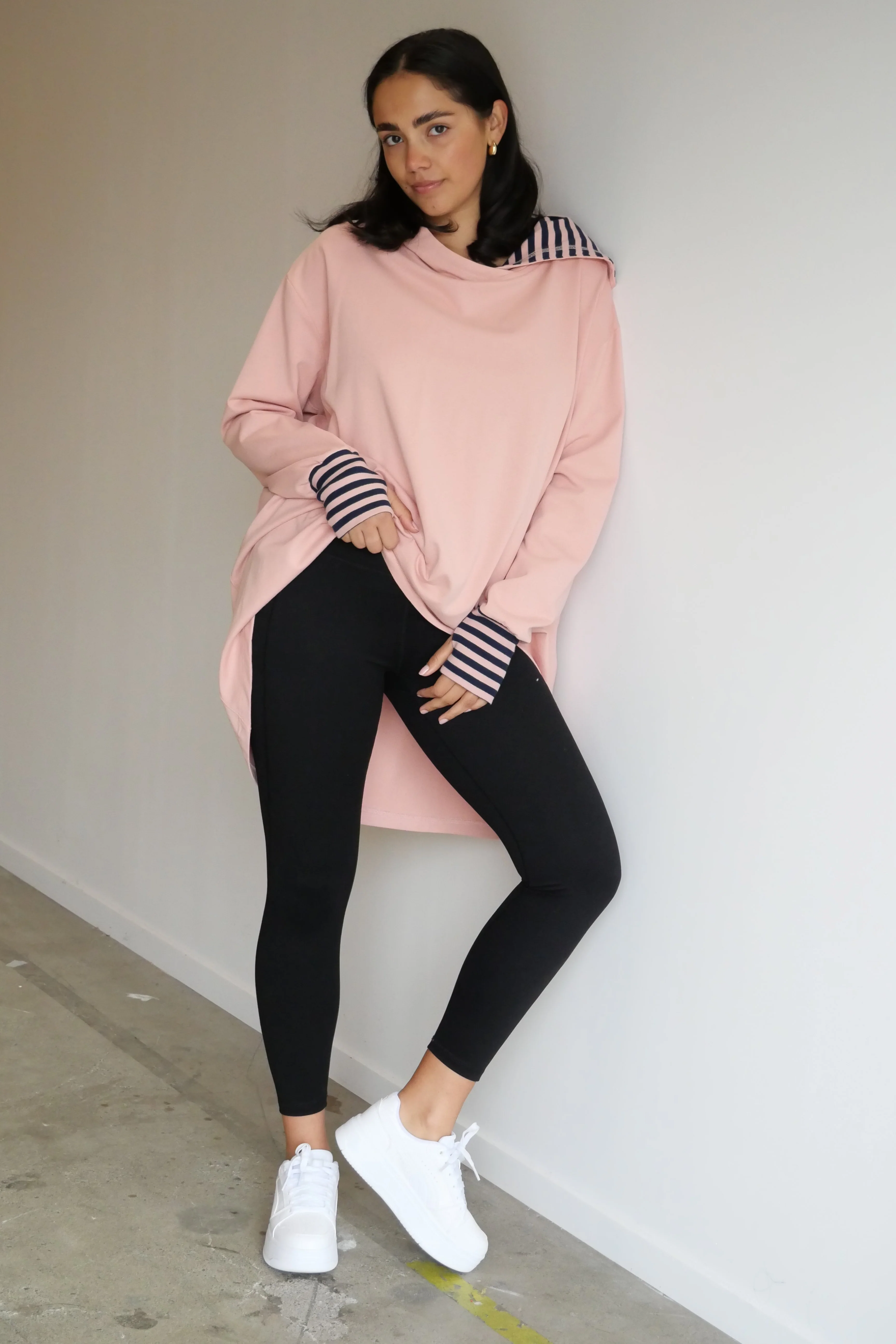 Shine On Label Discovery Hoodie Pink with Stripe Contrast - Image 2