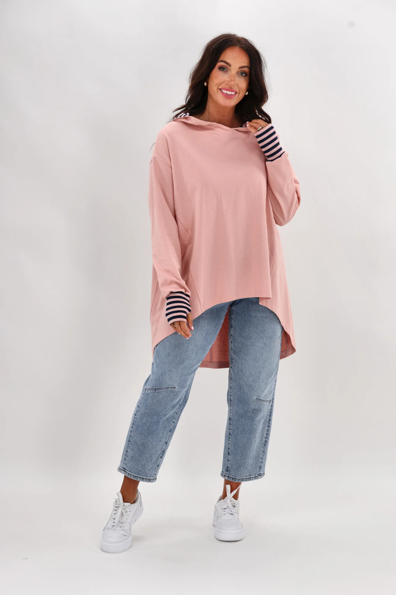 Shine On Label Discovery Hoodie Pink with Stripe Contrast - Image 3