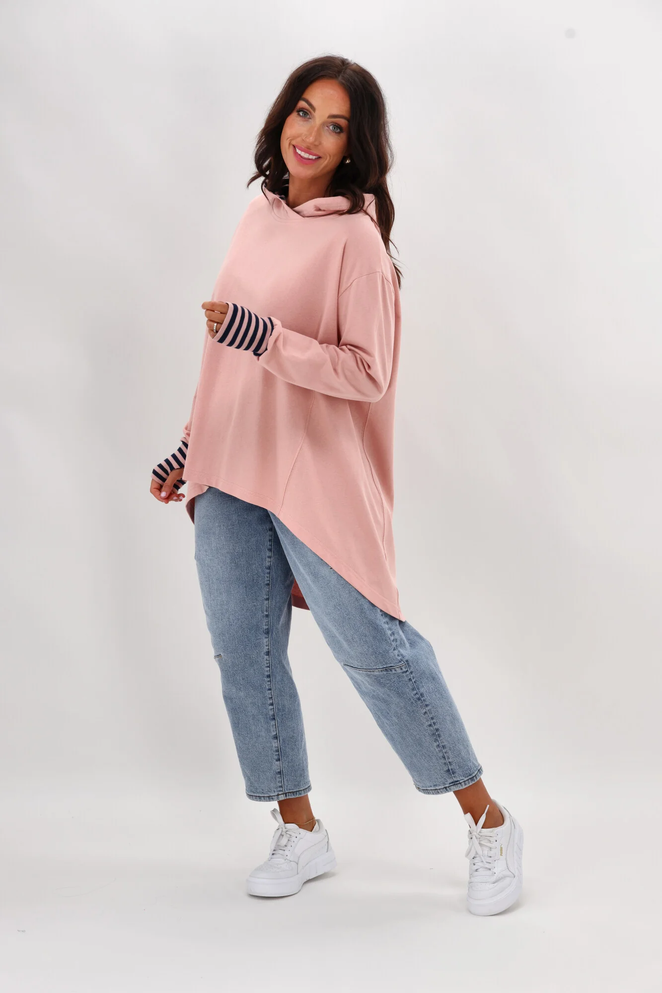 Shine On Label Discovery Hoodie Pink with Stripe Contrast - Image 5