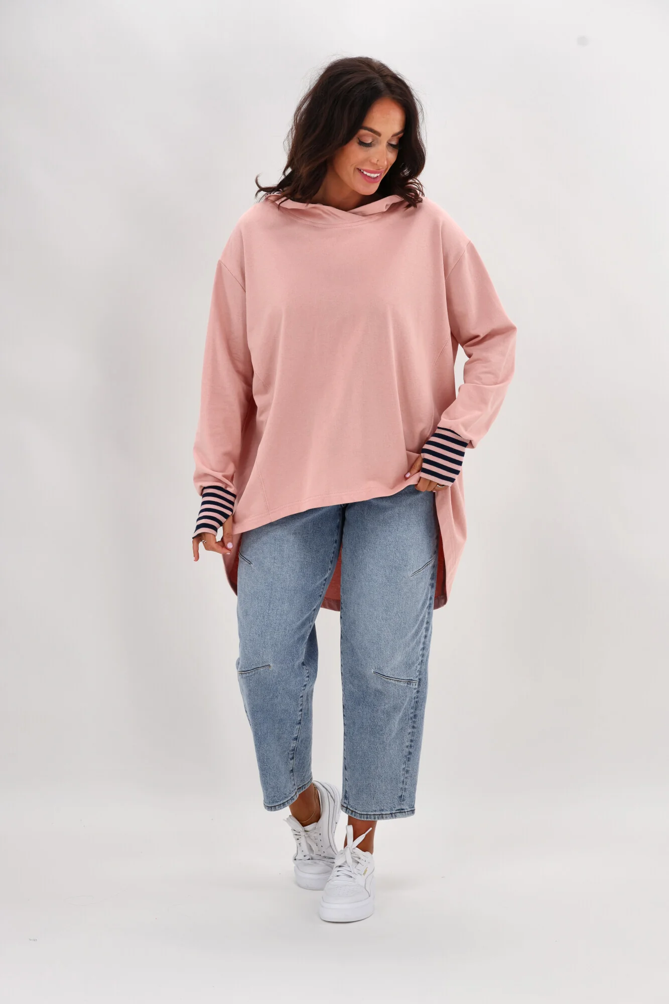 Shine On Label Discovery Hoodie Pink with Stripe Contrast - Image 6
