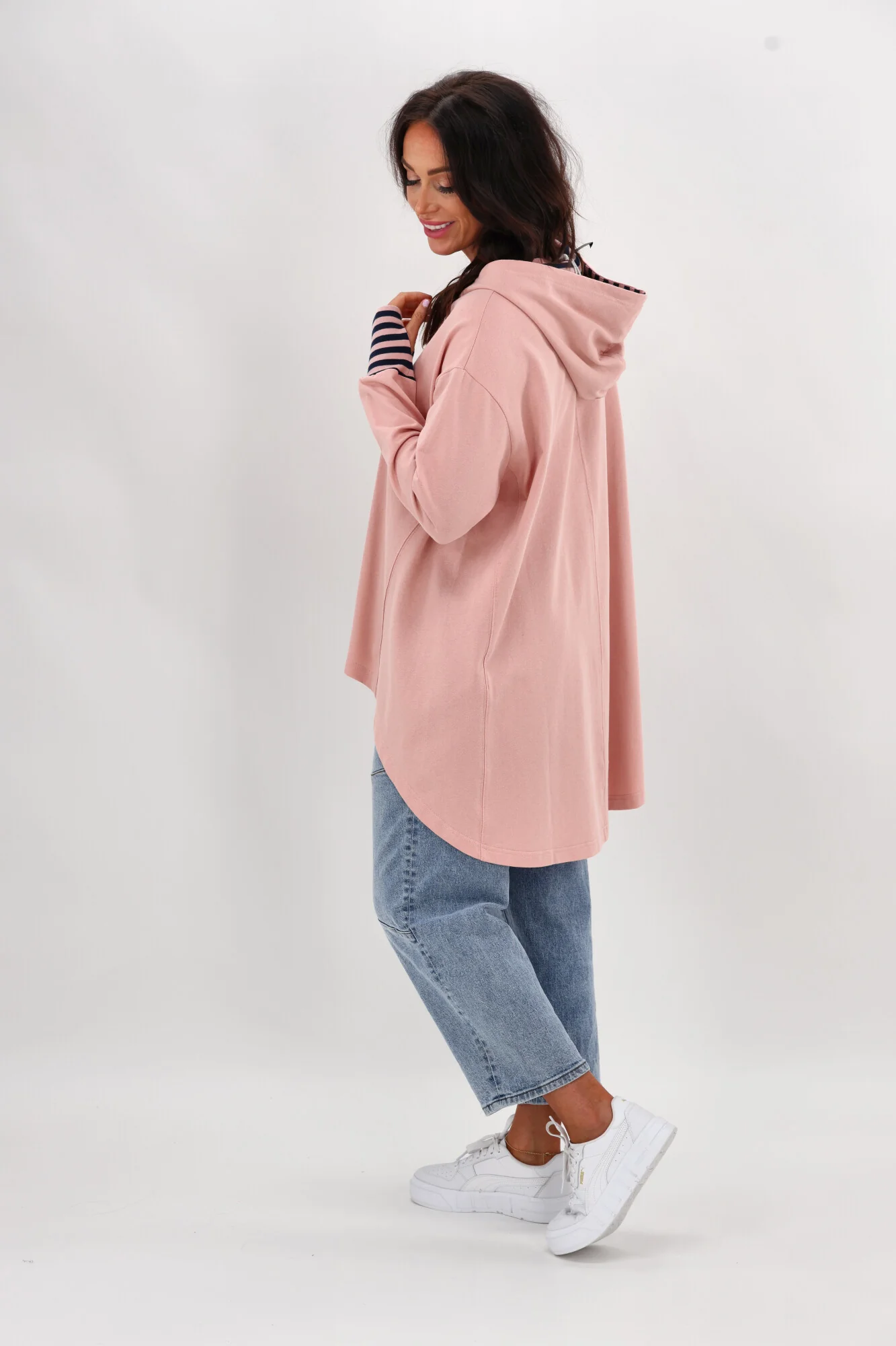 Shine On Label Discovery Hoodie Pink with Stripe Contrast - Image 8