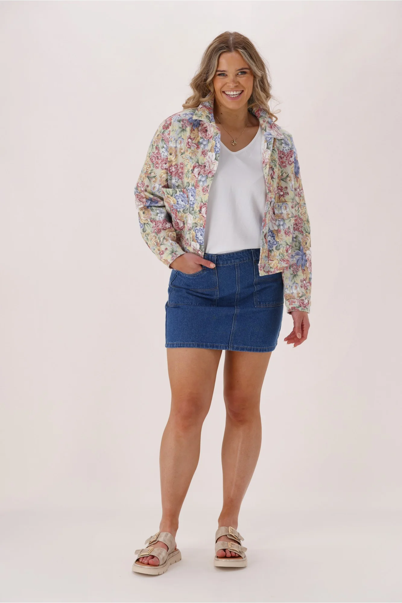Shine On Label Dolly Jacket Floral Denim - Image 7
