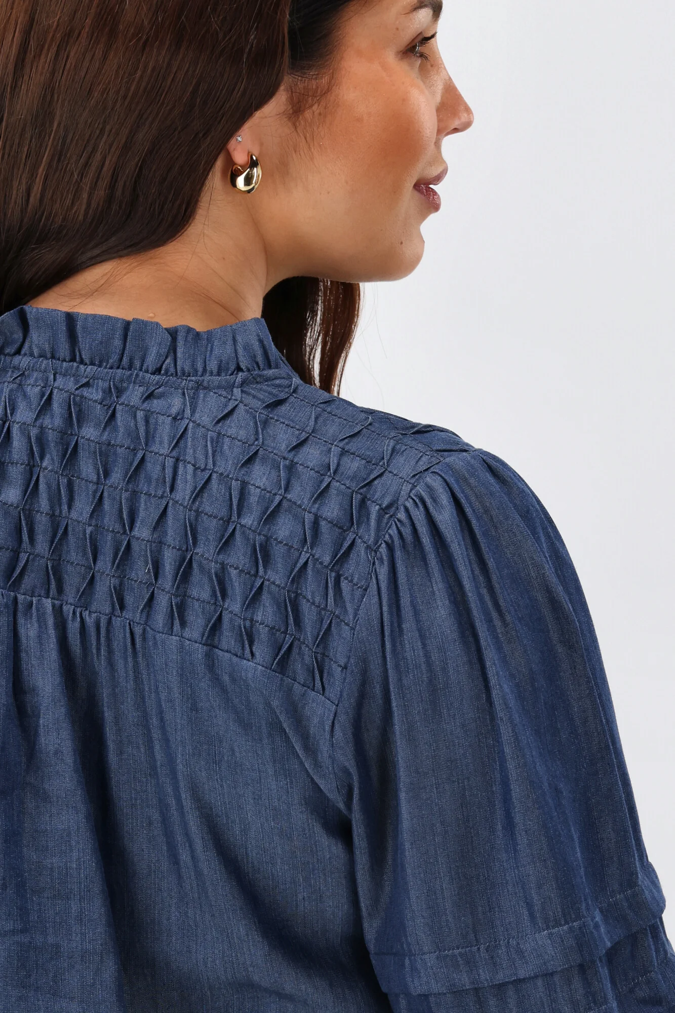 Shine On Label Elaina Chambray Tie Detail Top Indigo - Image 7