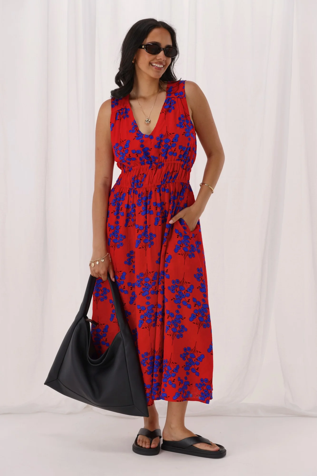 Shine On Label Eliora Dress Red Floral - Image 3