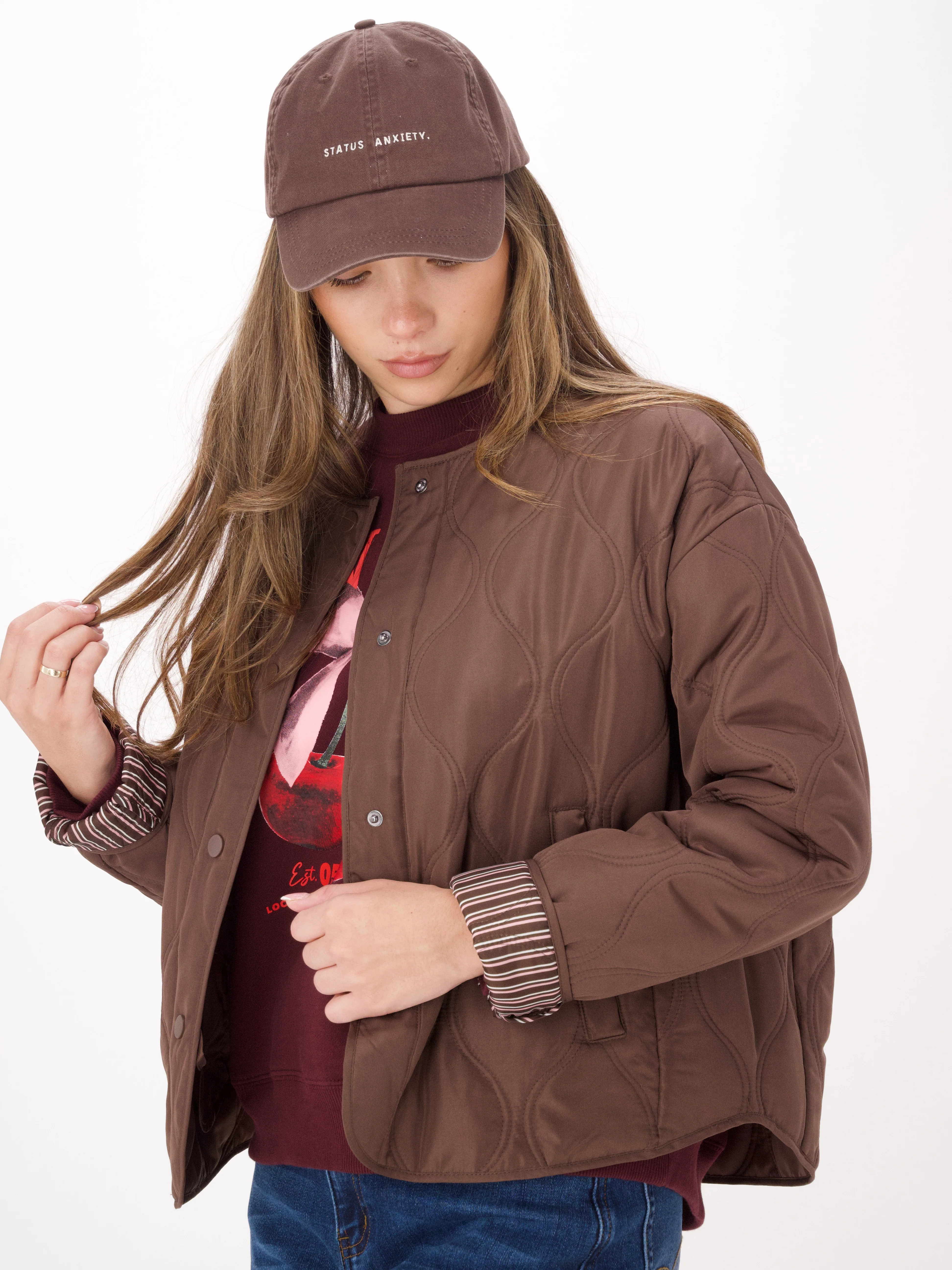 Shine On Label Ferg Quilted Jacket Chocolate