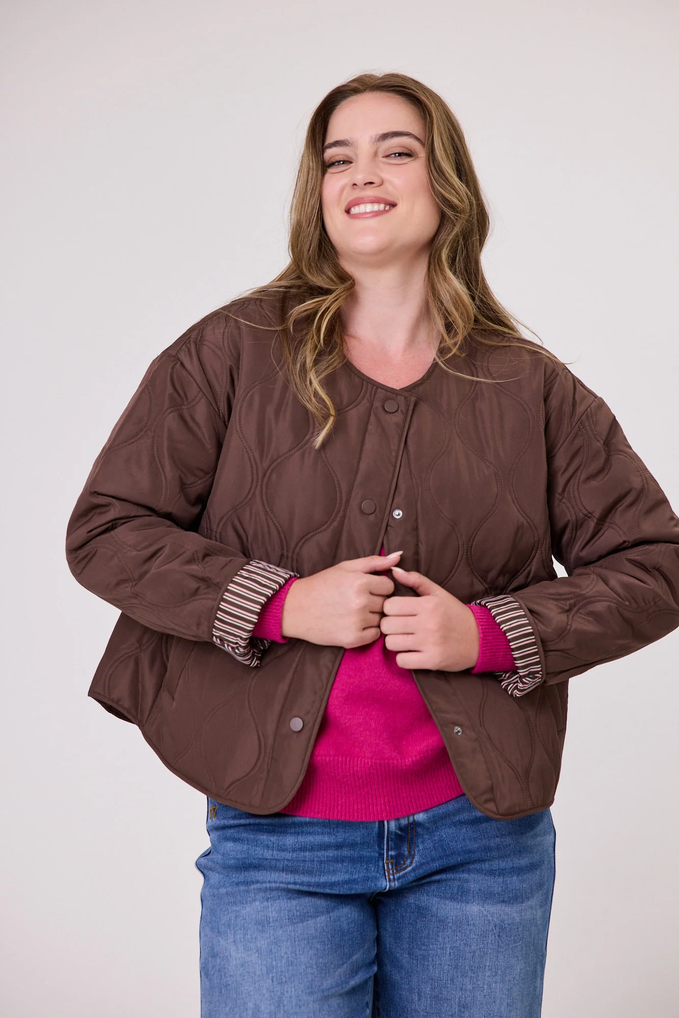 Shine On Label Ferg Quilted Jacket Chocolate - Image 3