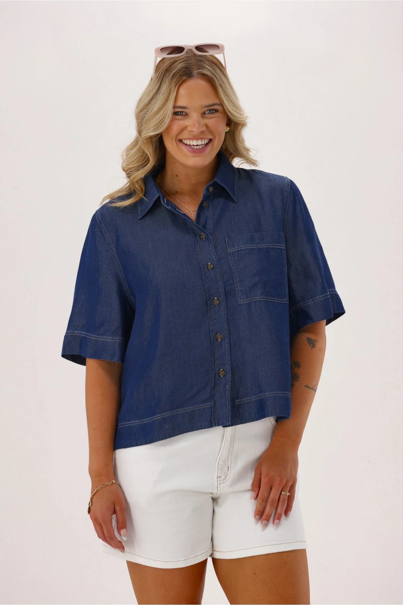 Shine On Label Finch Lyocell Shirt Indigo