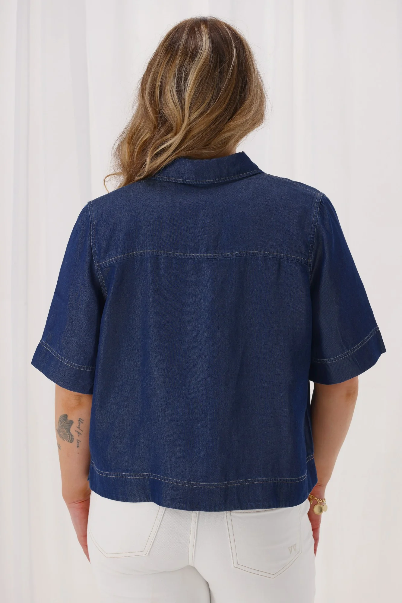 Shine On Label Finch Lyocell Shirt Indigo - Image 10