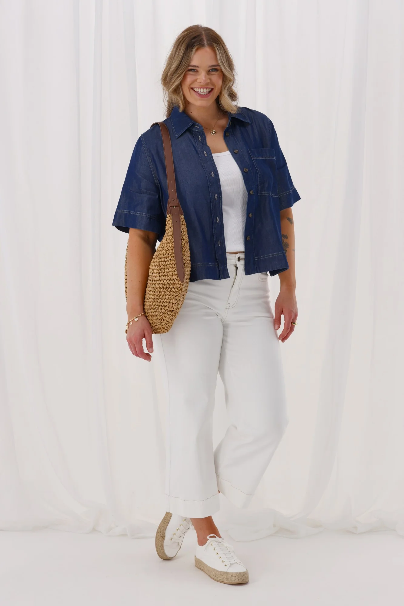 Shine On Label Finch Lyocell Shirt Indigo - Image 2