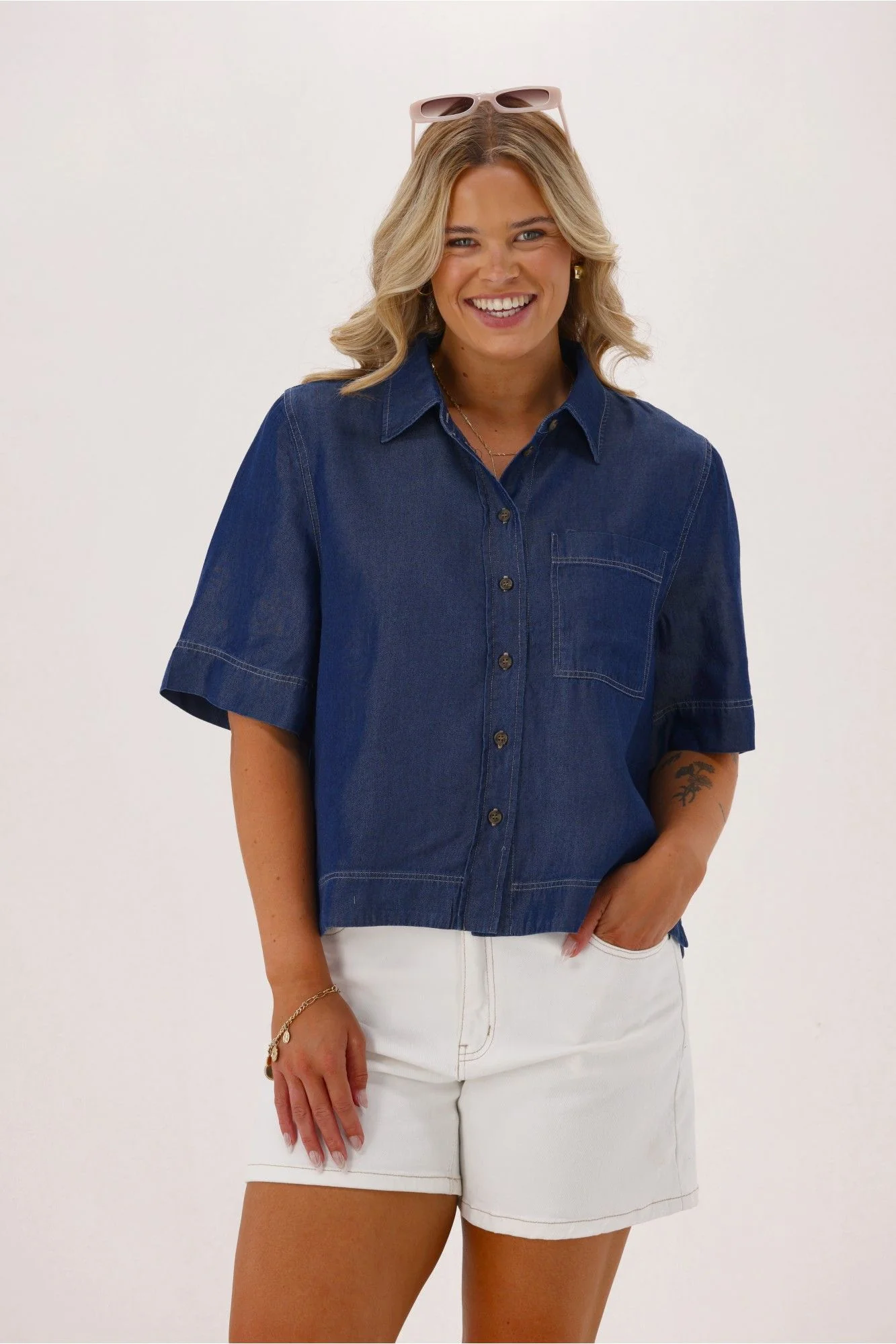 Shine On Label Finch Lyocell Shirt Indigo - Image 3