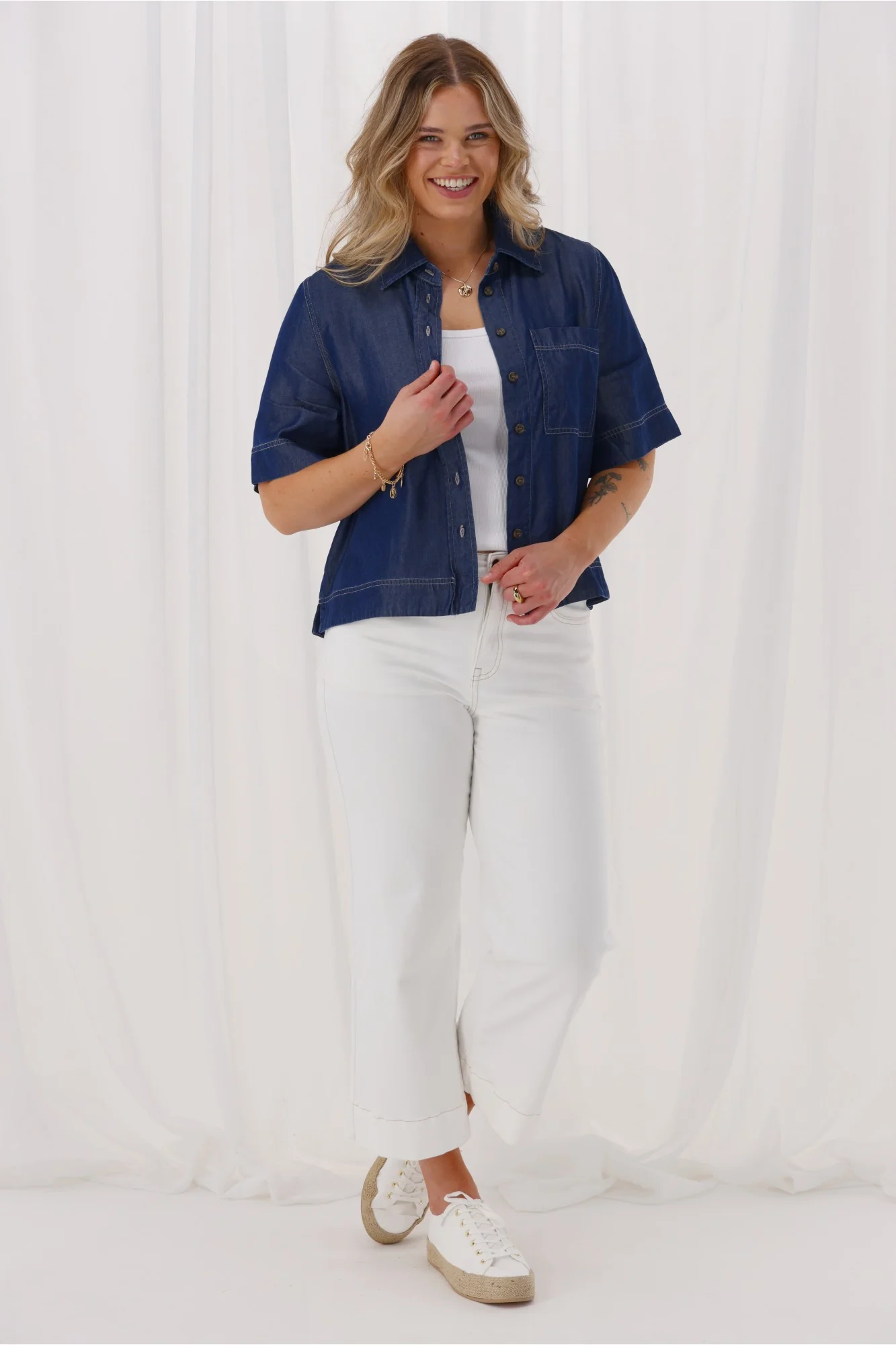 Shine On Label Finch Lyocell Shirt Indigo - Image 5