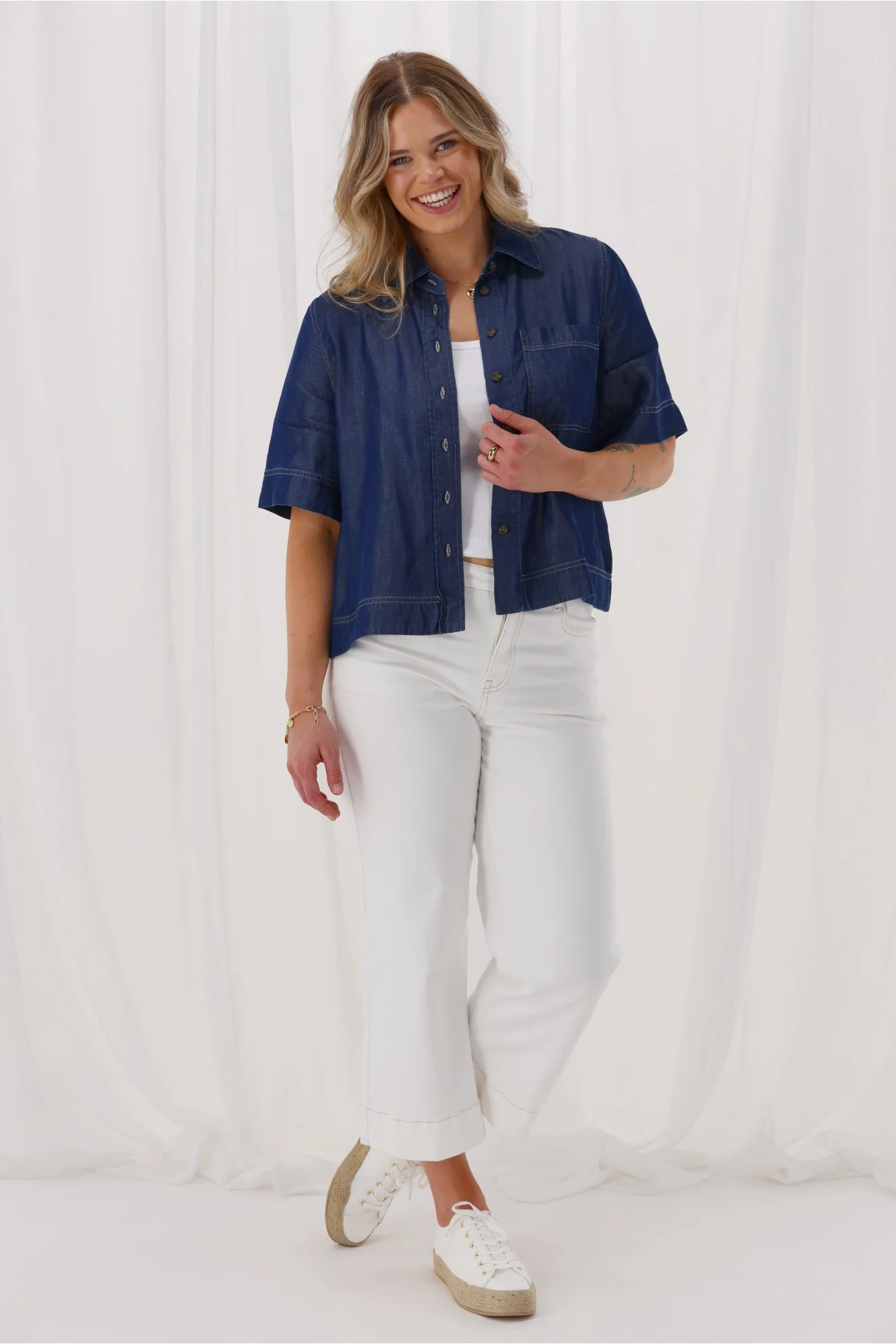 Shine On Label Finch Lyocell Shirt Indigo - Image 7