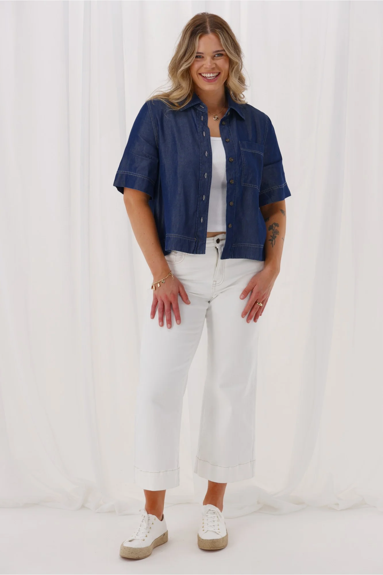 Shine On Label Finch Lyocell Shirt Indigo - Image 8