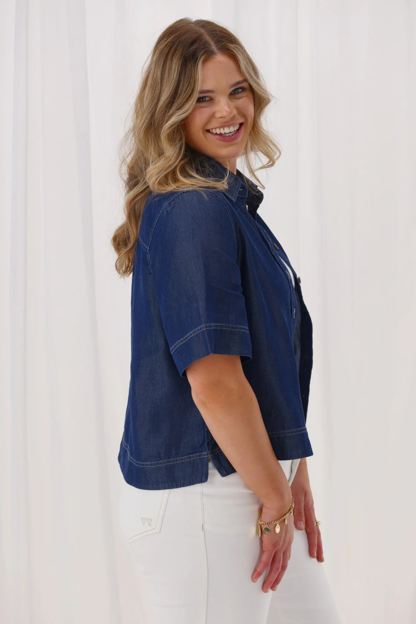 Shine On Label Finch Lyocell Shirt Indigo - Image 9