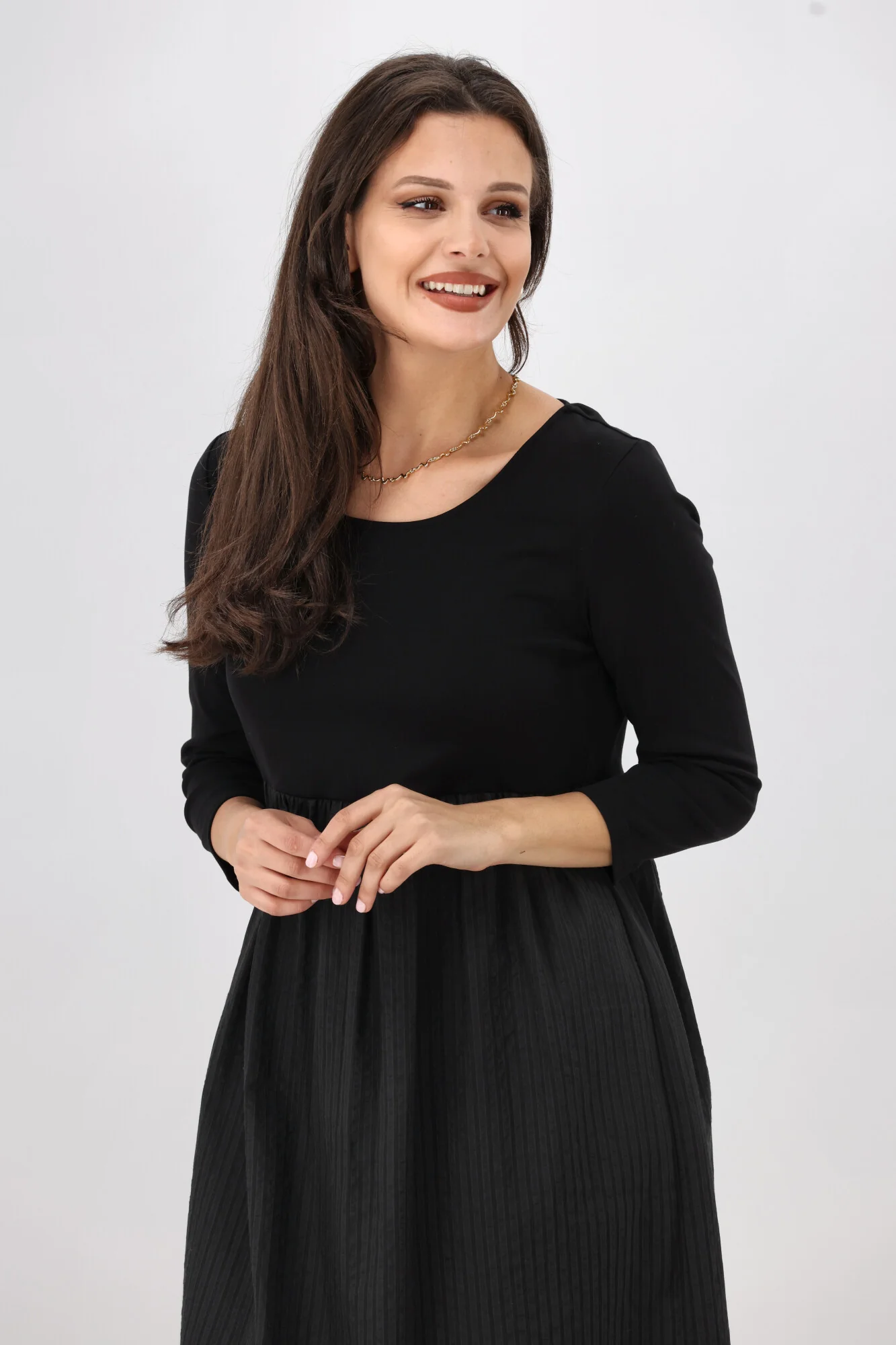 Shine On Label Gabe Self Stripe Skirt Dress Black - Image 3