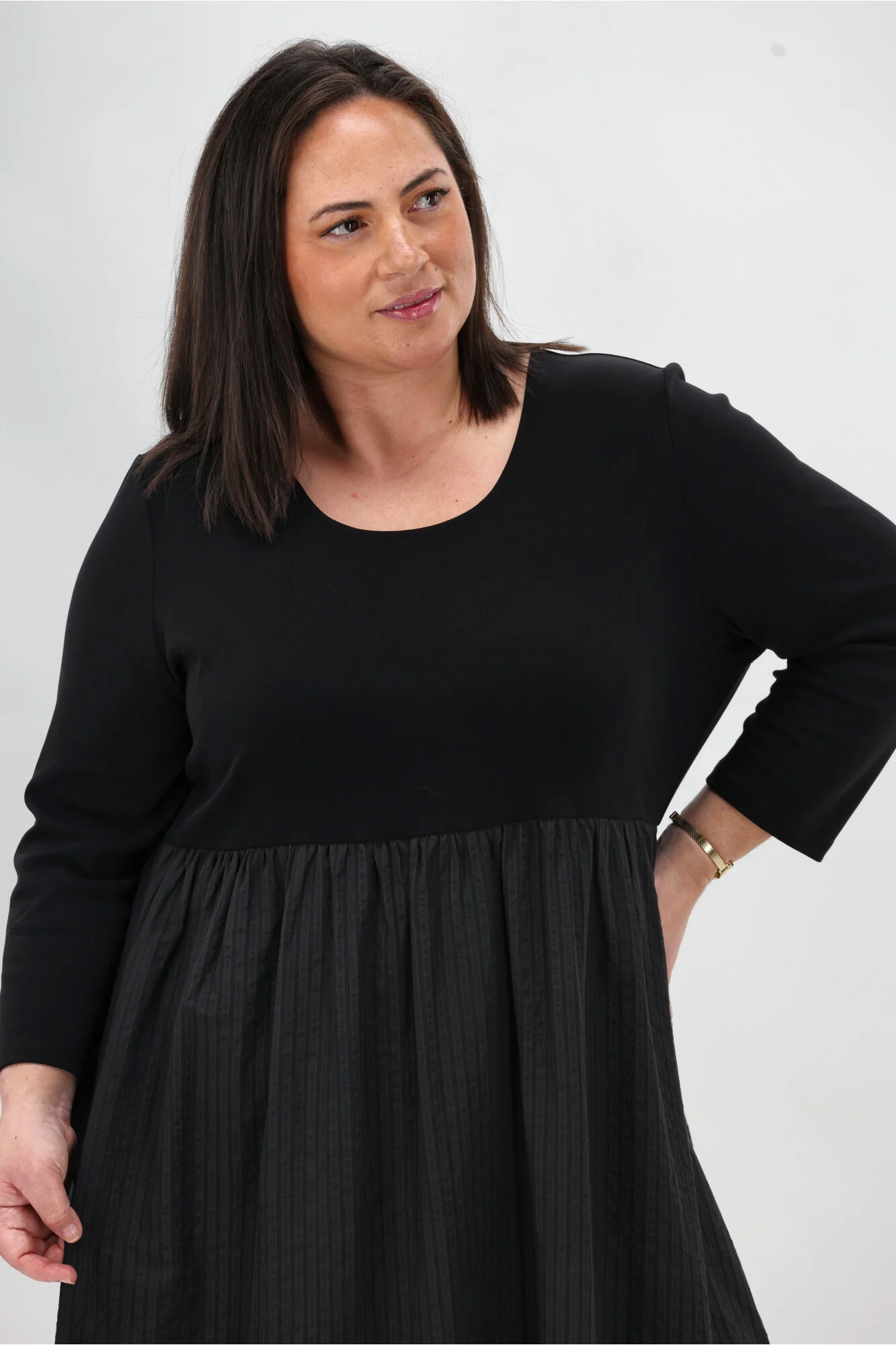 Shine On Label Gabe Self Stripe Skirt Dress Black - Image 4