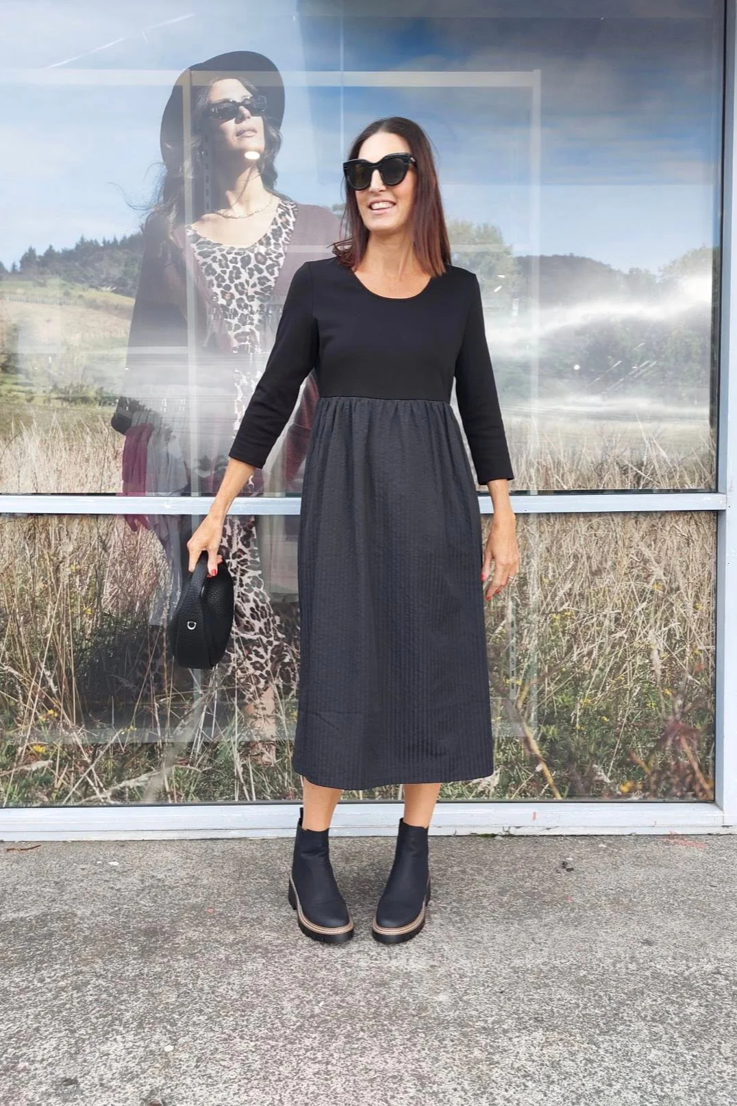 Shine On Label Gabe Self Stripe Skirt Dress Black - Image 5