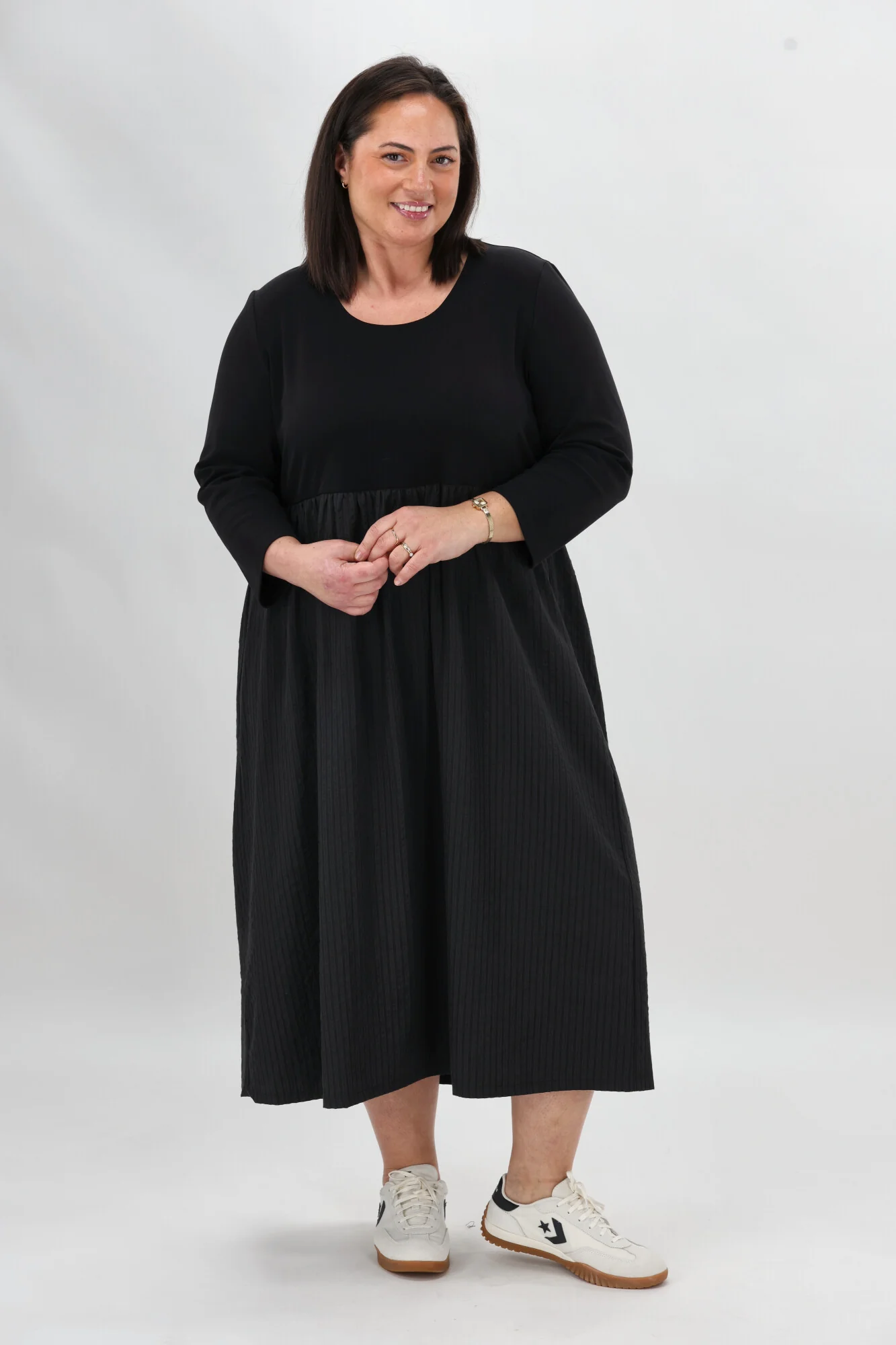 Shine On Label Gabe Self Stripe Skirt Dress Black - Image 6