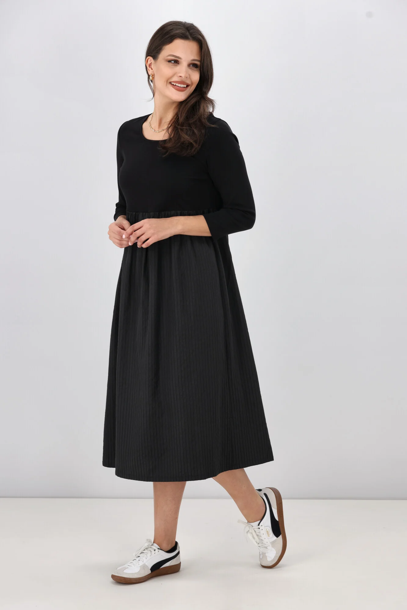 Shine On Label Gabe Self Stripe Skirt Dress Black - Image 7