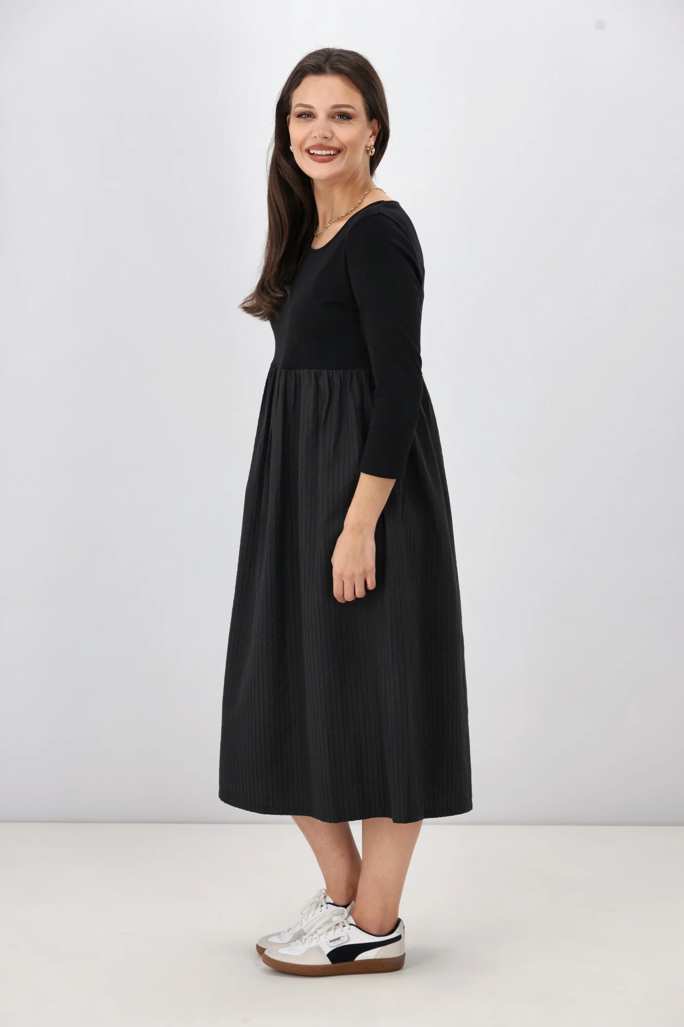 Shine On Label Gabe Self Stripe Skirt Dress Black - Image 9