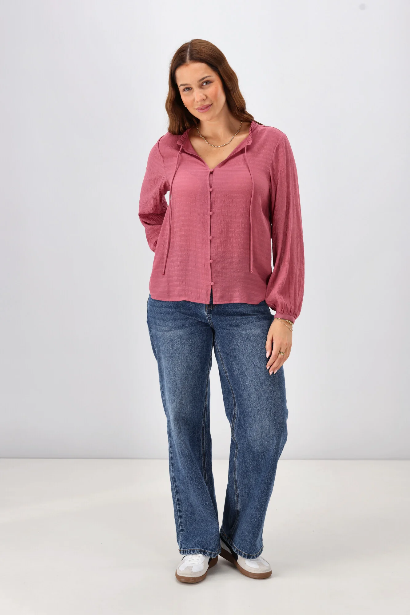 Shine On Label Gio Button Front Print Top Fabric Pink - Image 6