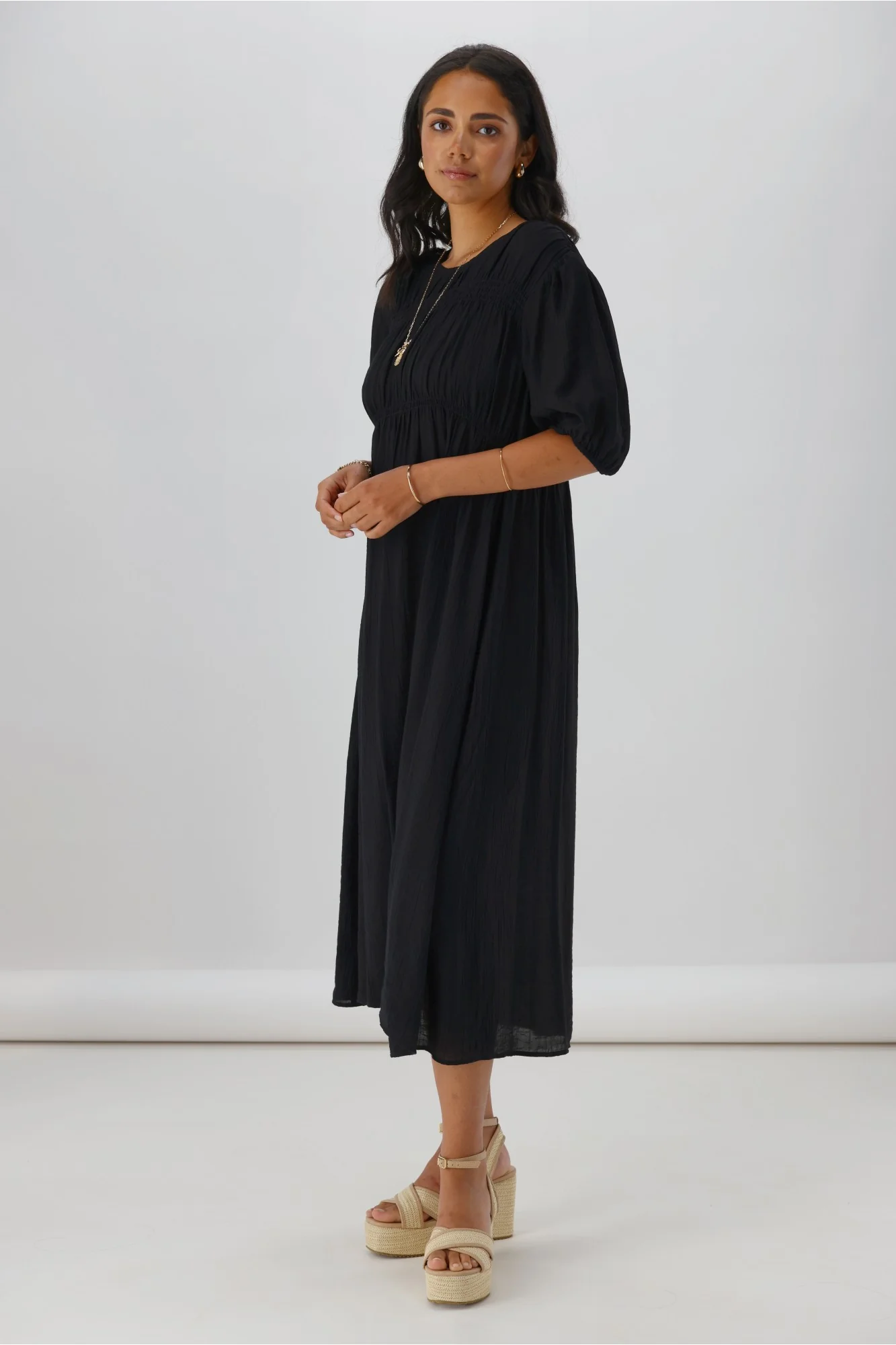 Shine On Label Harris Shirred Detail Dress Black - Image 6