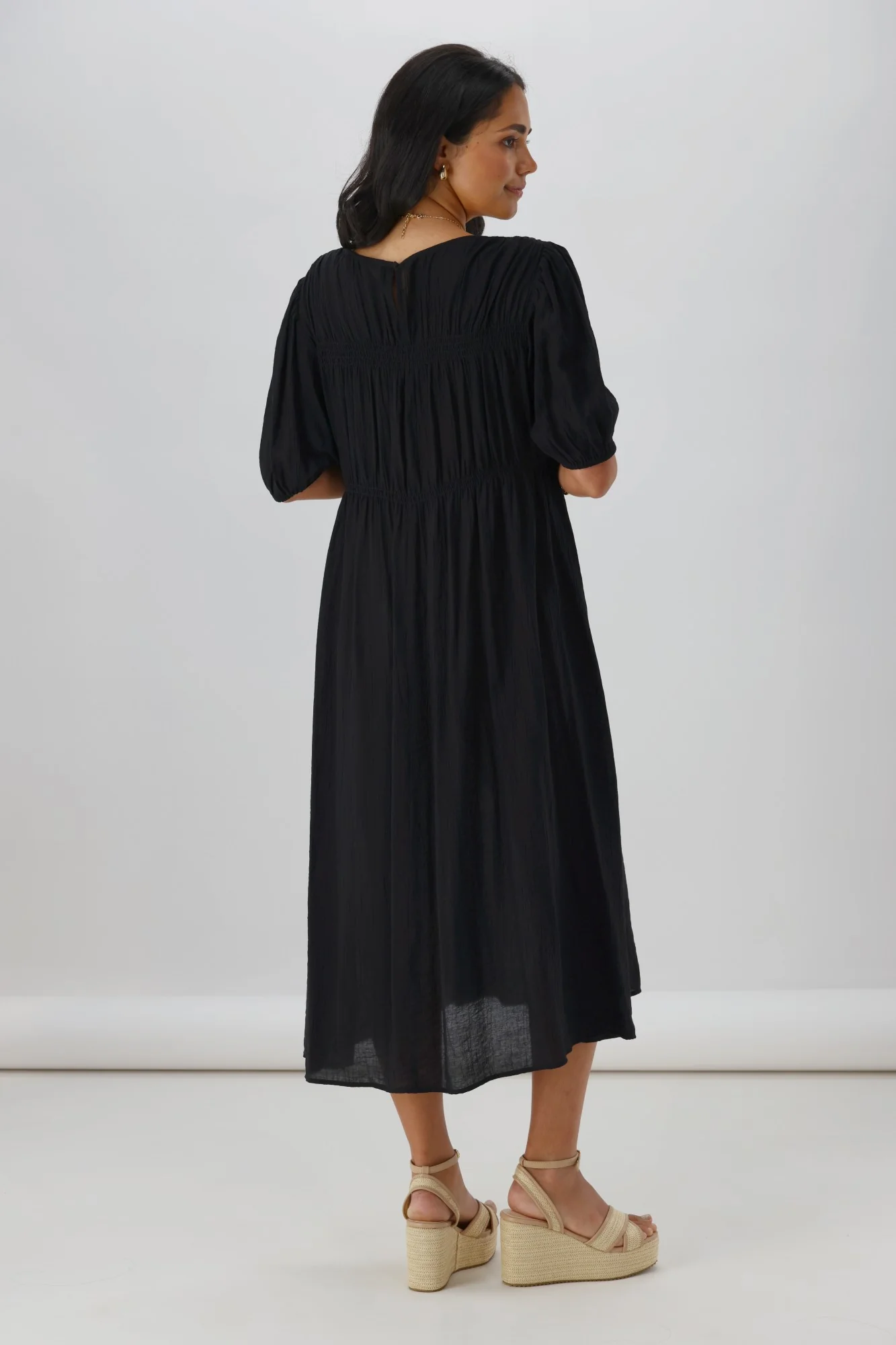 Shine On Label Harris Shirred Detail Dress Black - Image 9
