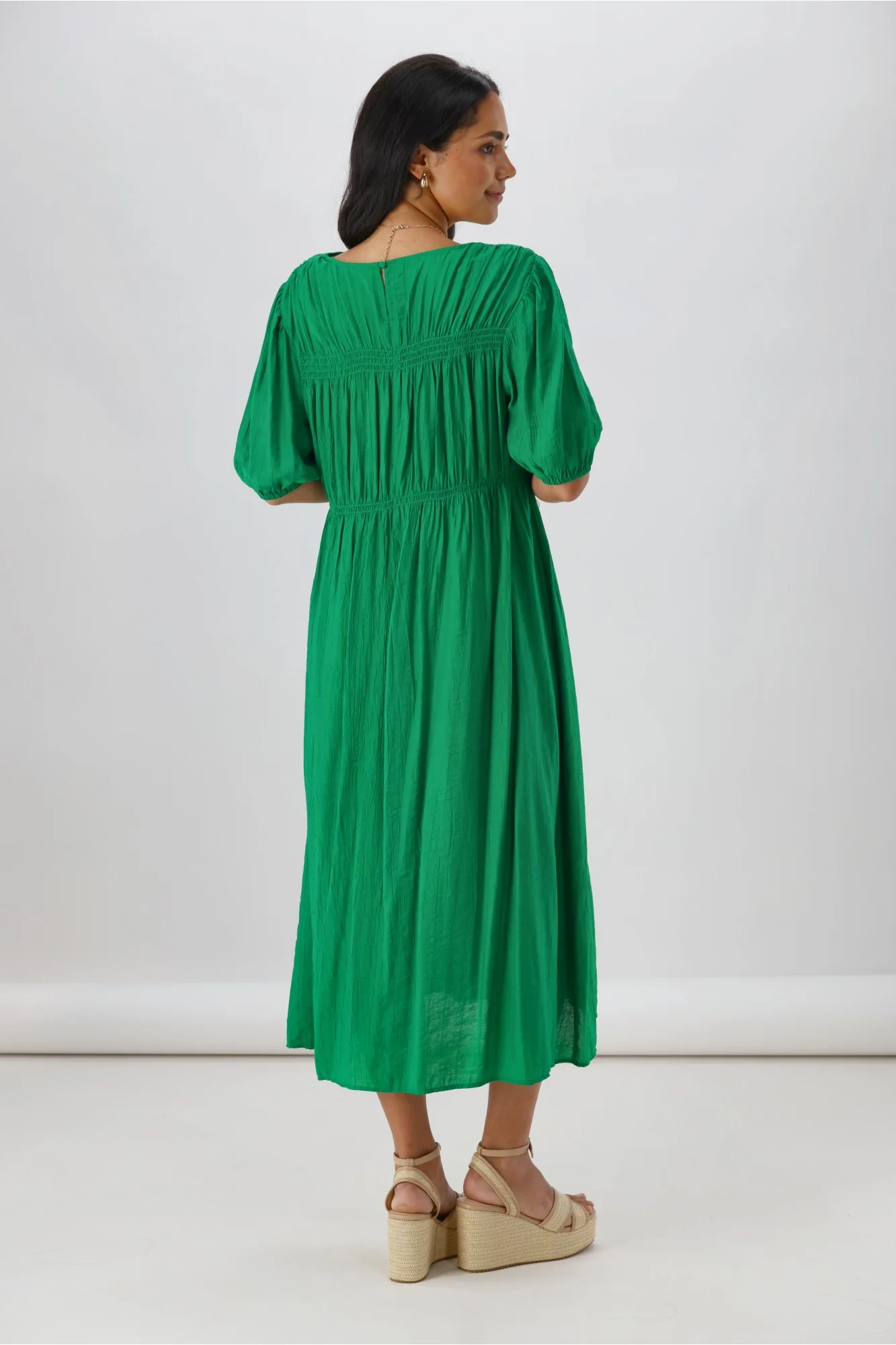 Shine On Label Harris Shirred Detail Dress Green - Image 6