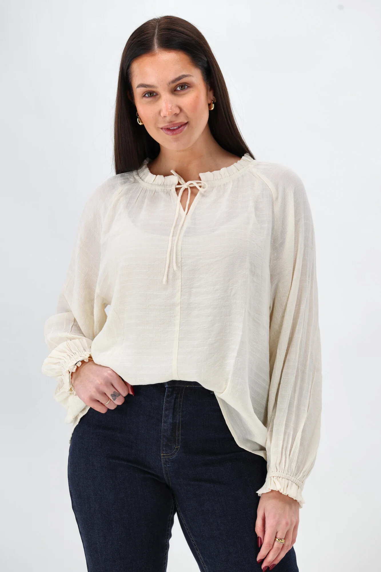 Shine On Label Harvest Poet Blouse Vintage White - Image 3