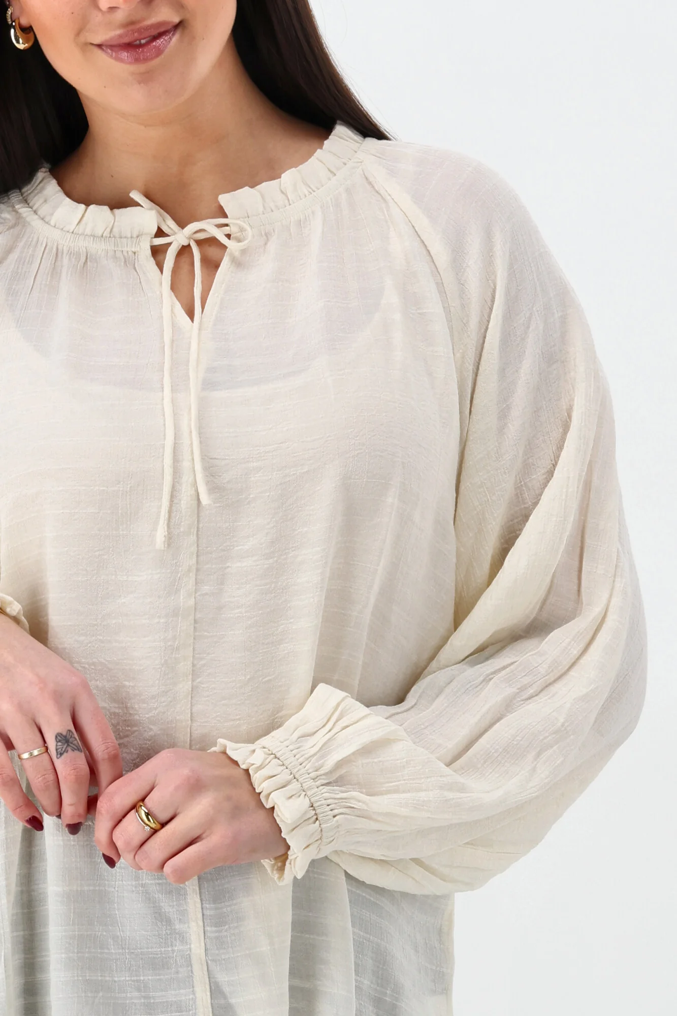 Shine On Label Harvest Poet Blouse Vintage White - Image 6