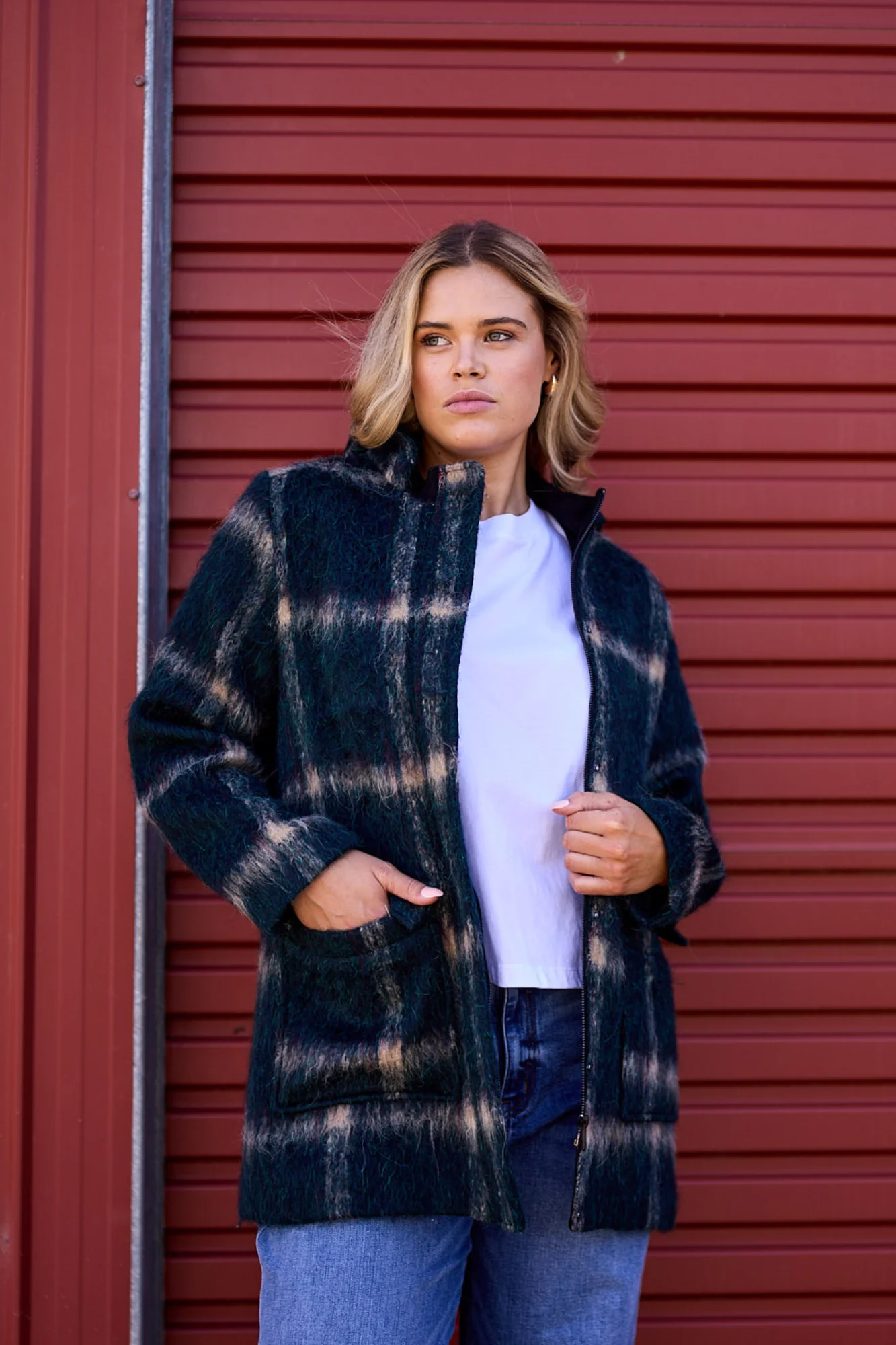 Shine On Label Java Coat Melton Check