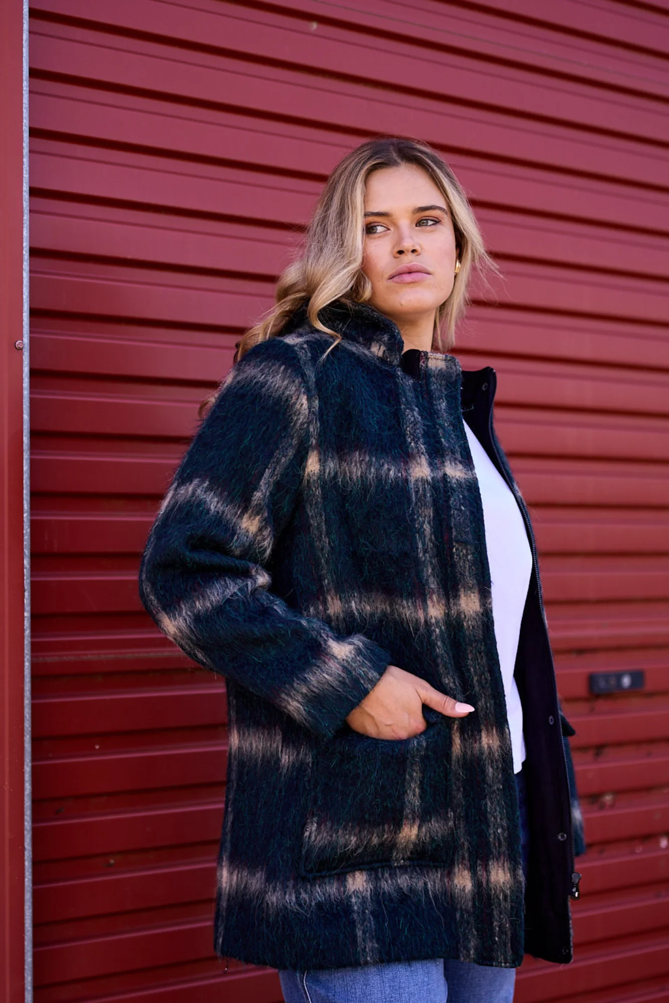 Shine On Label Java Coat Melton Check - Image 2