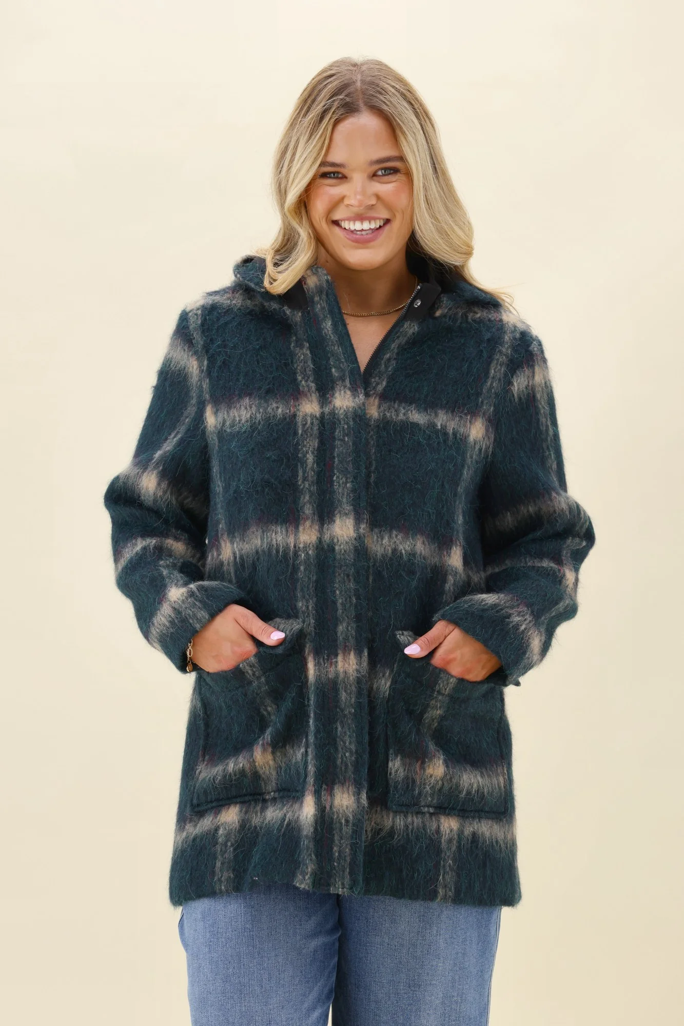 Shine On Label Java Coat Melton Check - Image 3