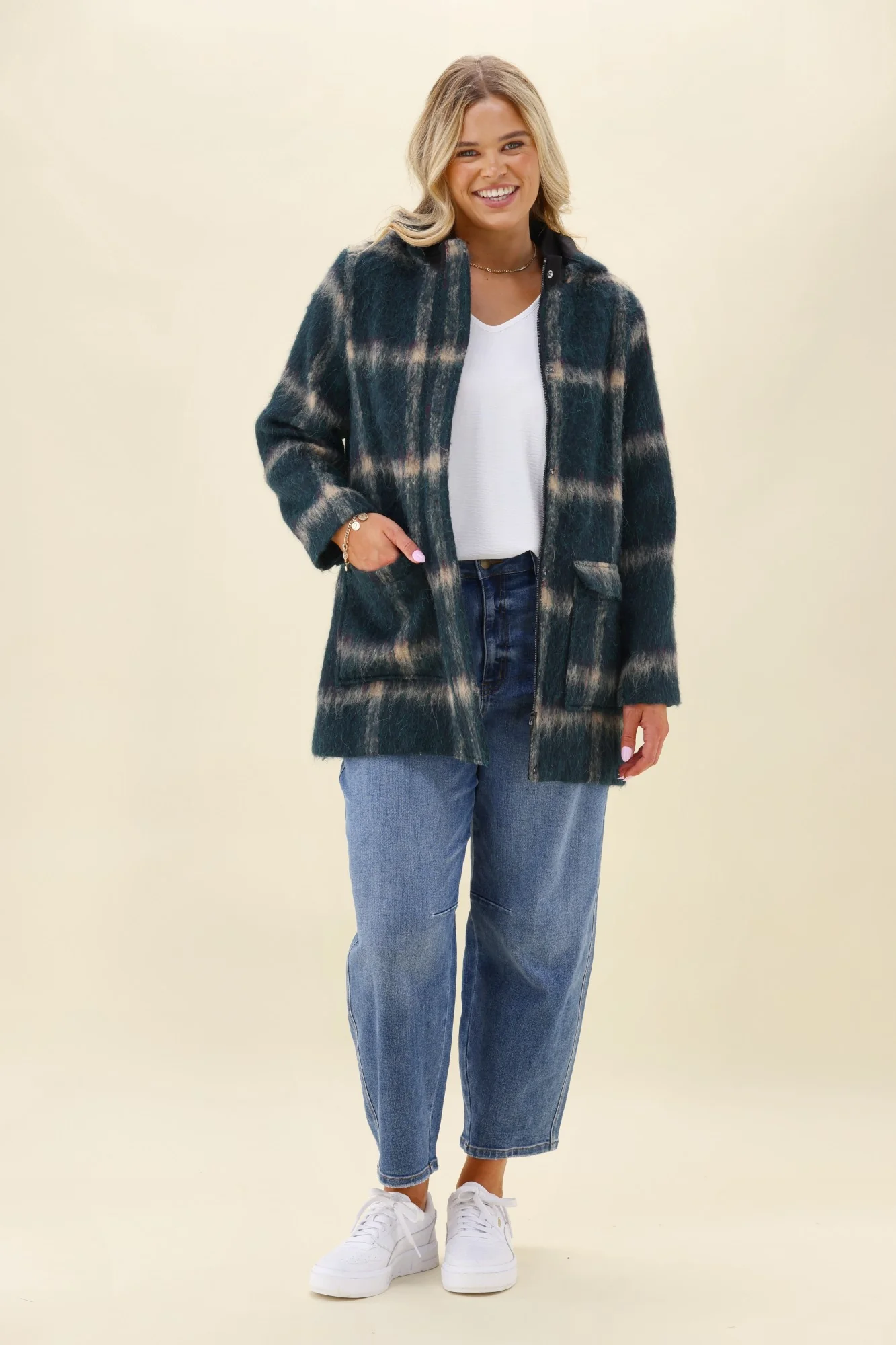Shine On Label Java Coat Melton Check - Image 4