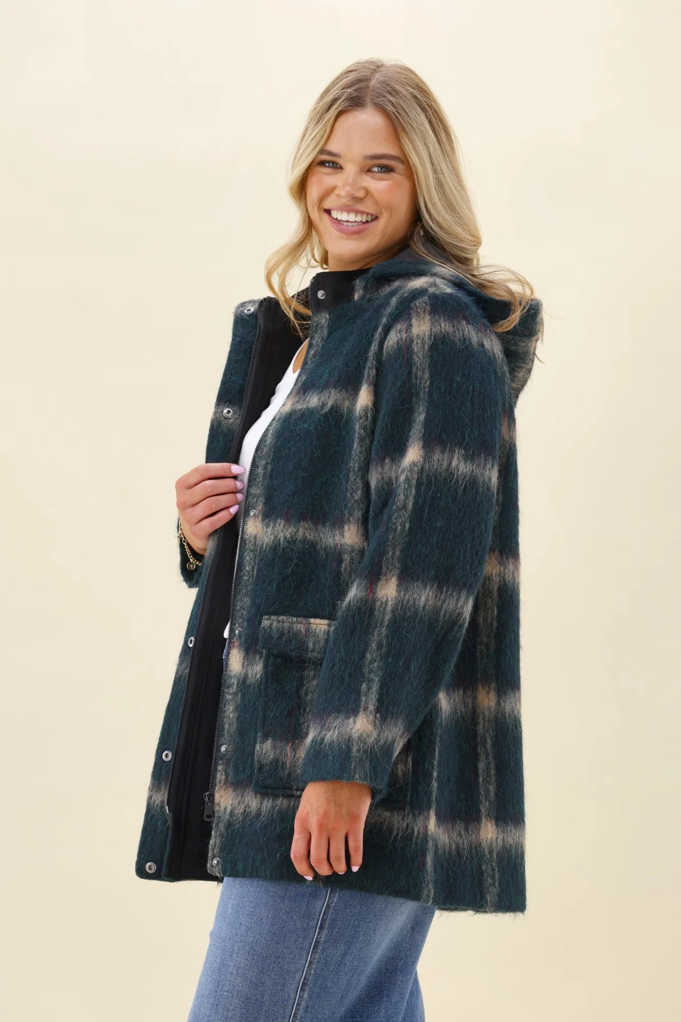 Shine On Label Java Coat Melton Check - Image 6
