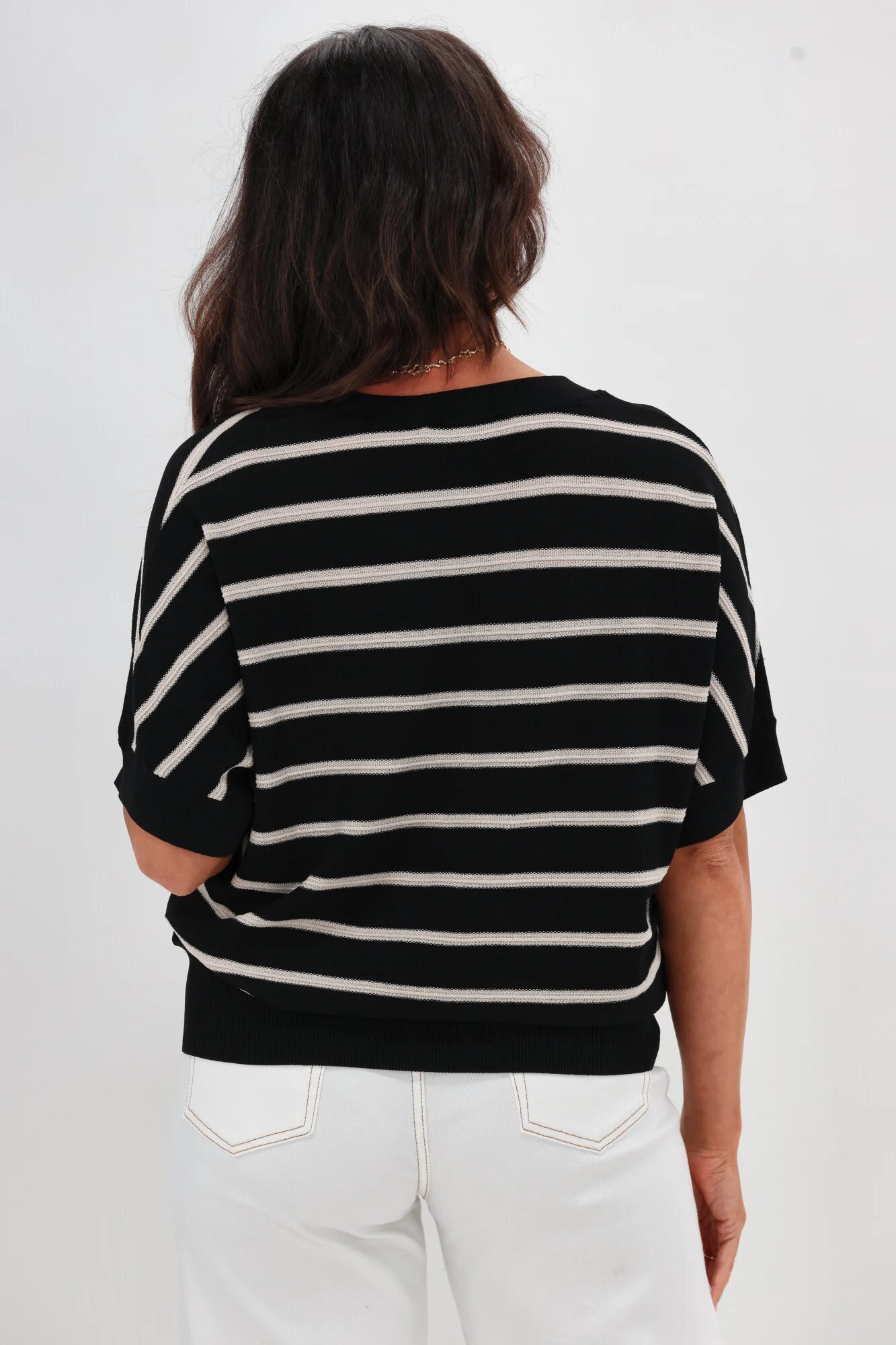 Shine On Label Julie Batwing Top Black Natural Stripe - Image 6