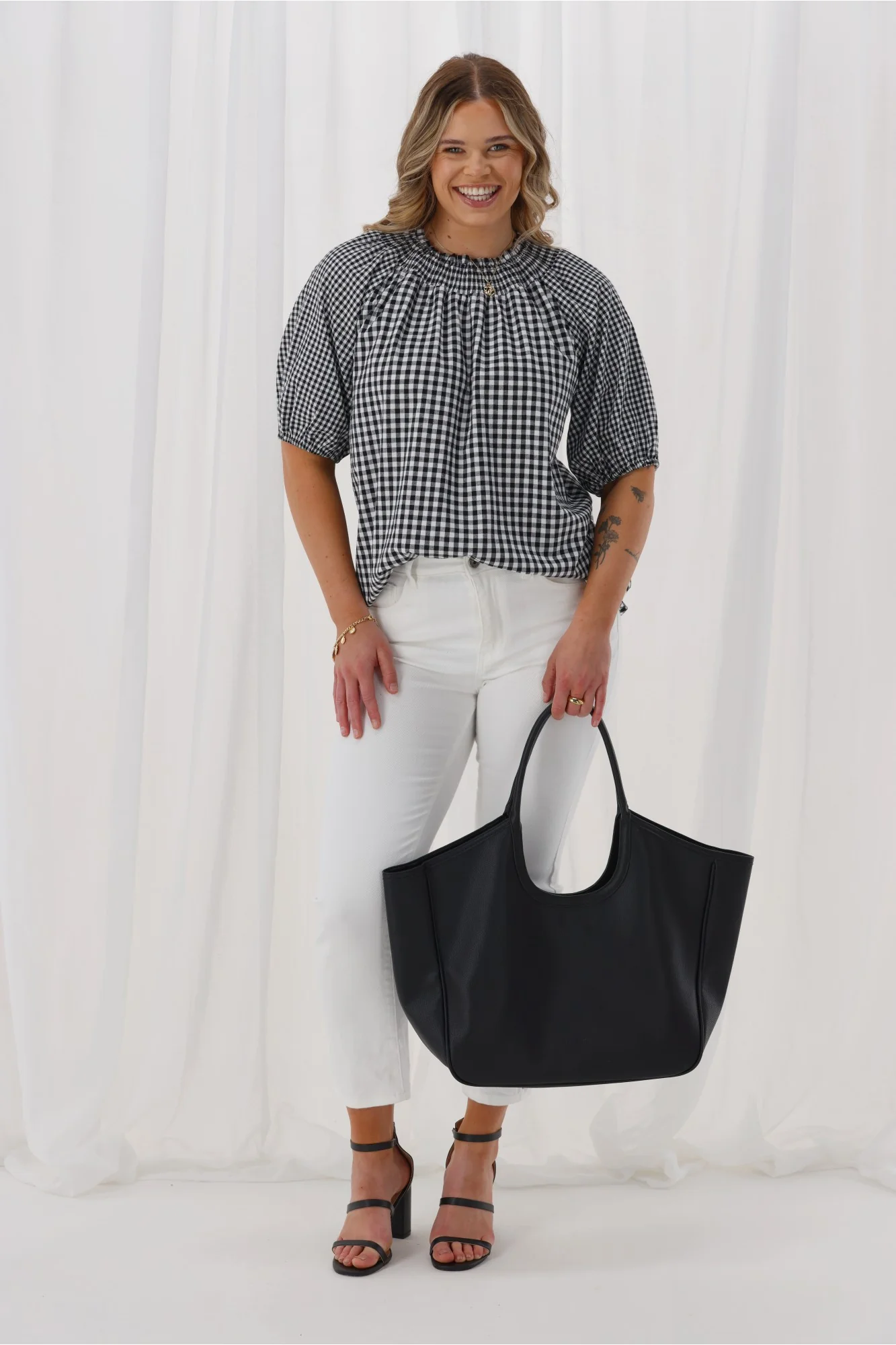 Shine On Label Kasia Top Black &  Gingham - Image 2