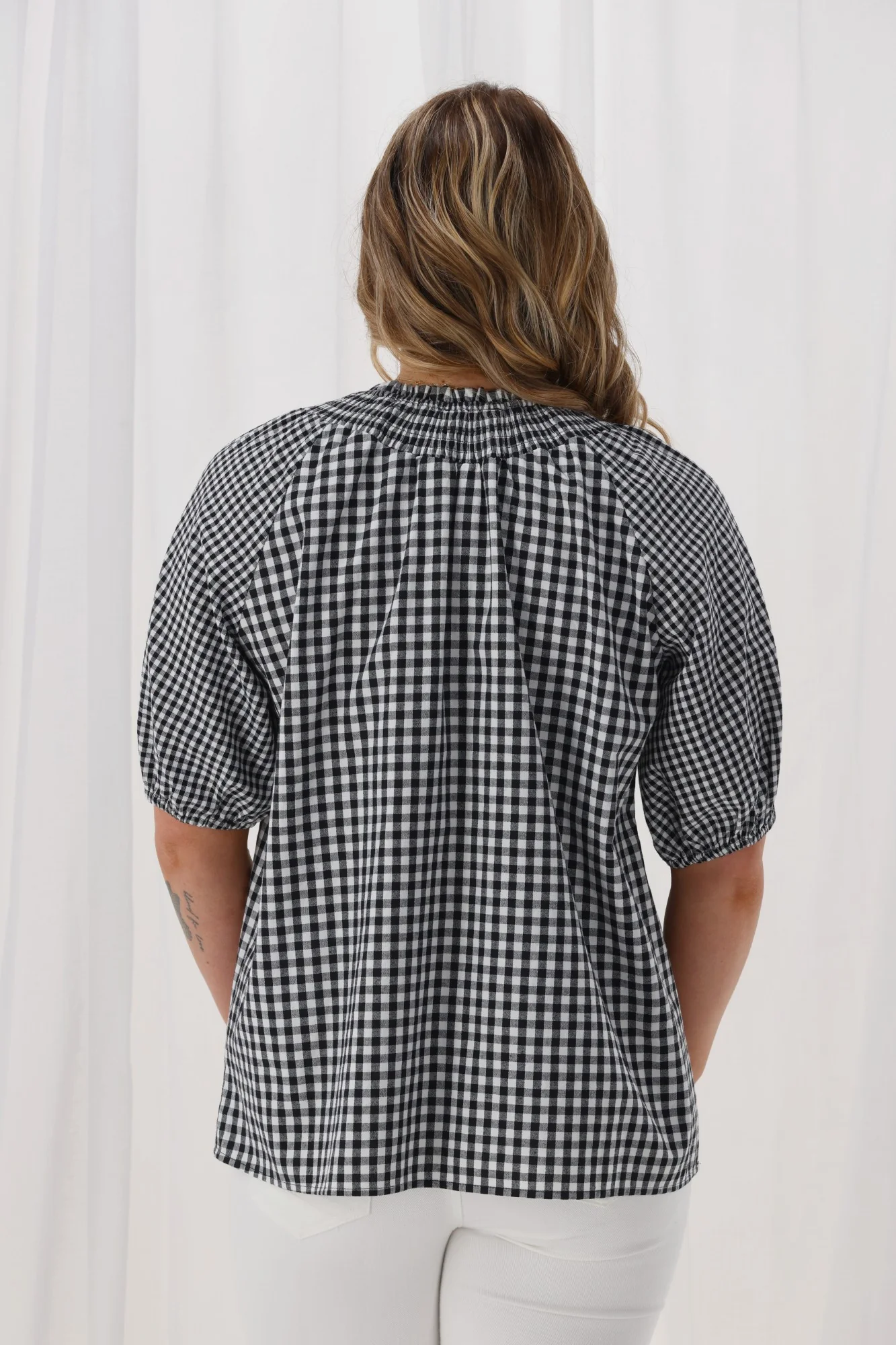 Shine On Label Kasia Top Black &  Gingham - Image 7
